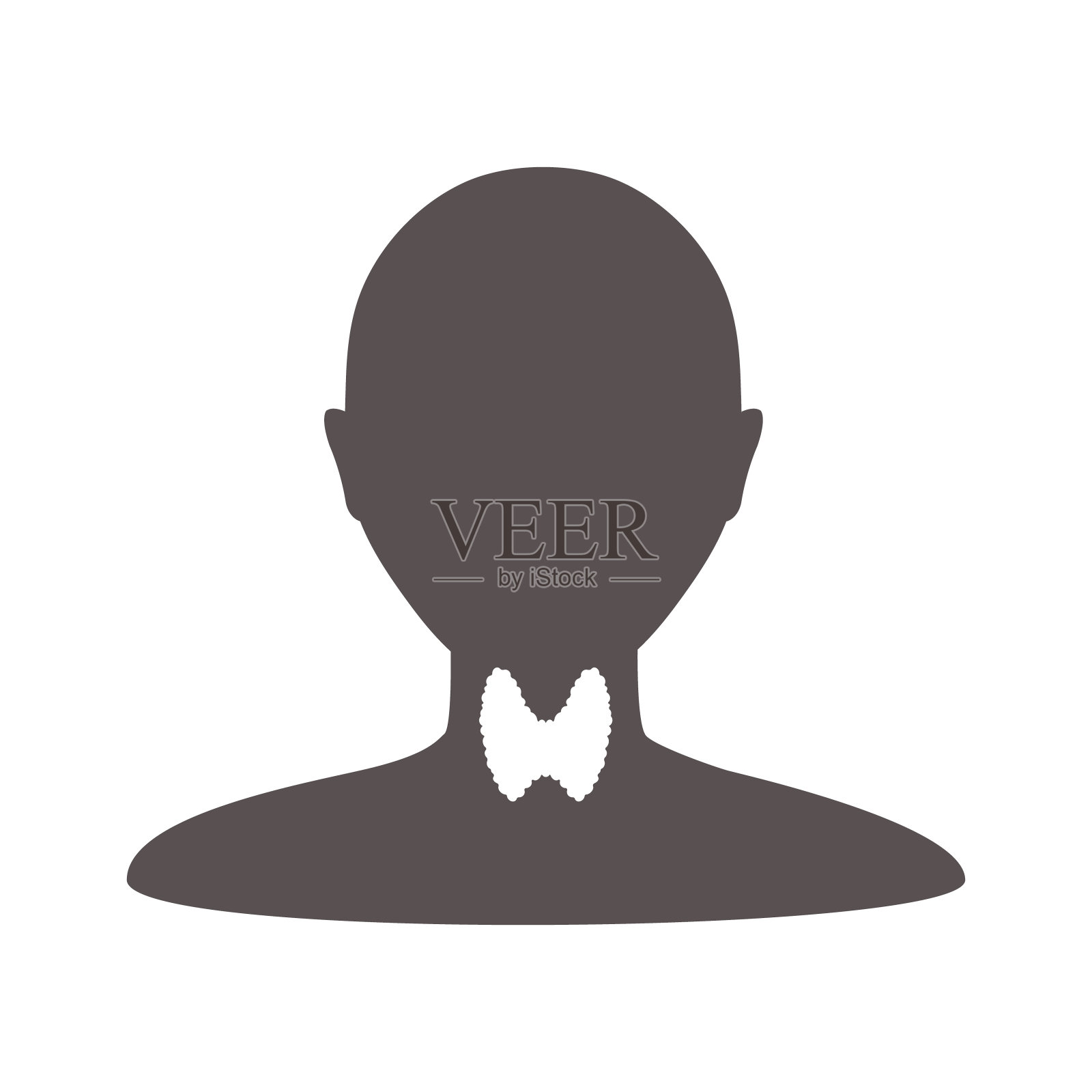 甲状腺器官形像身体轮廓图标插画图片素材