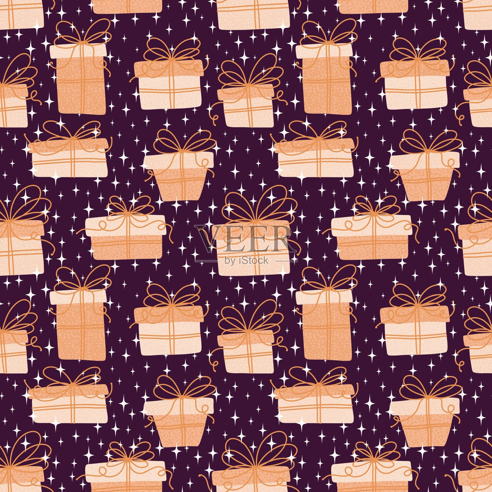 冬季圣诞无缝图案包装纸插画图片素材