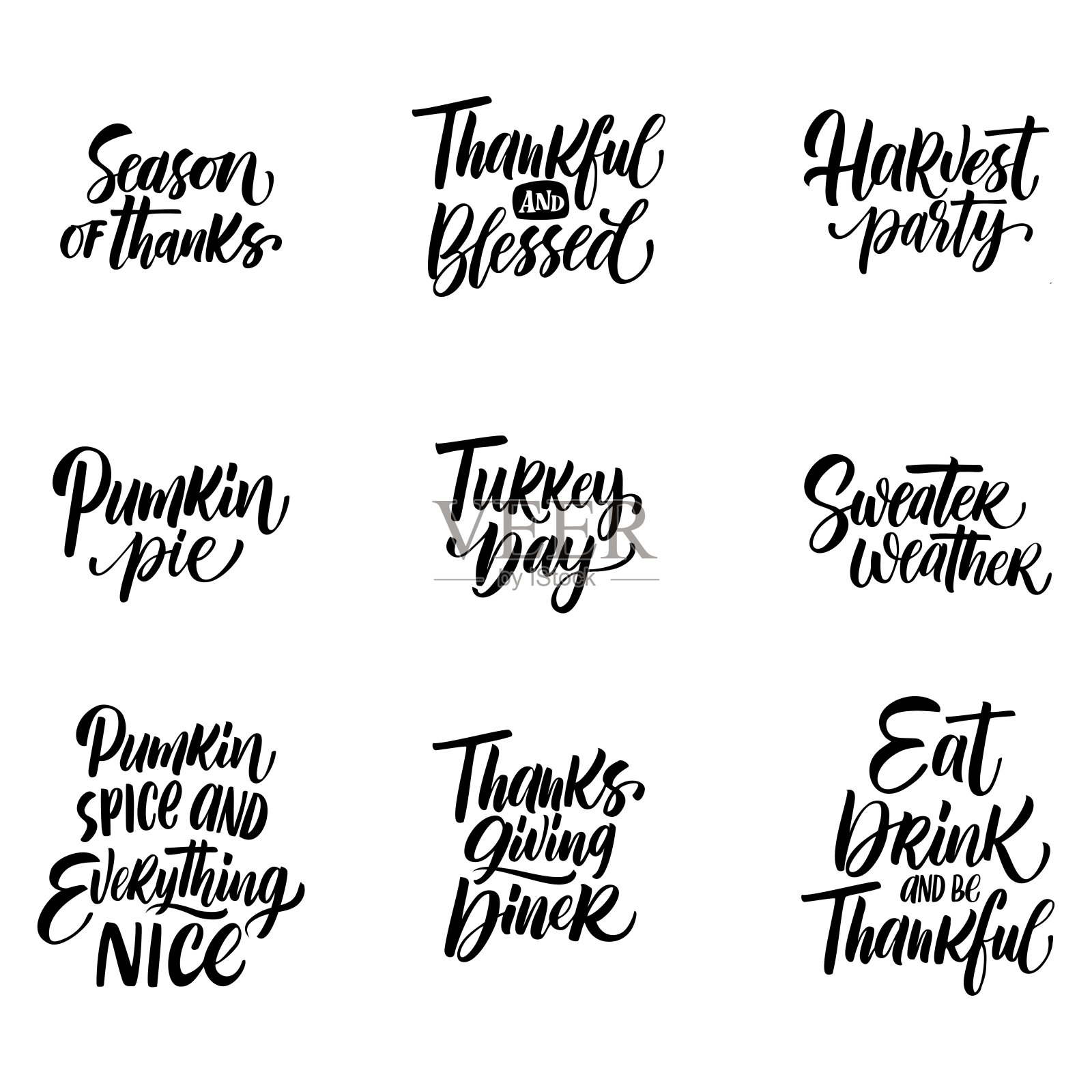 手绘感恩节短语插画图片素材