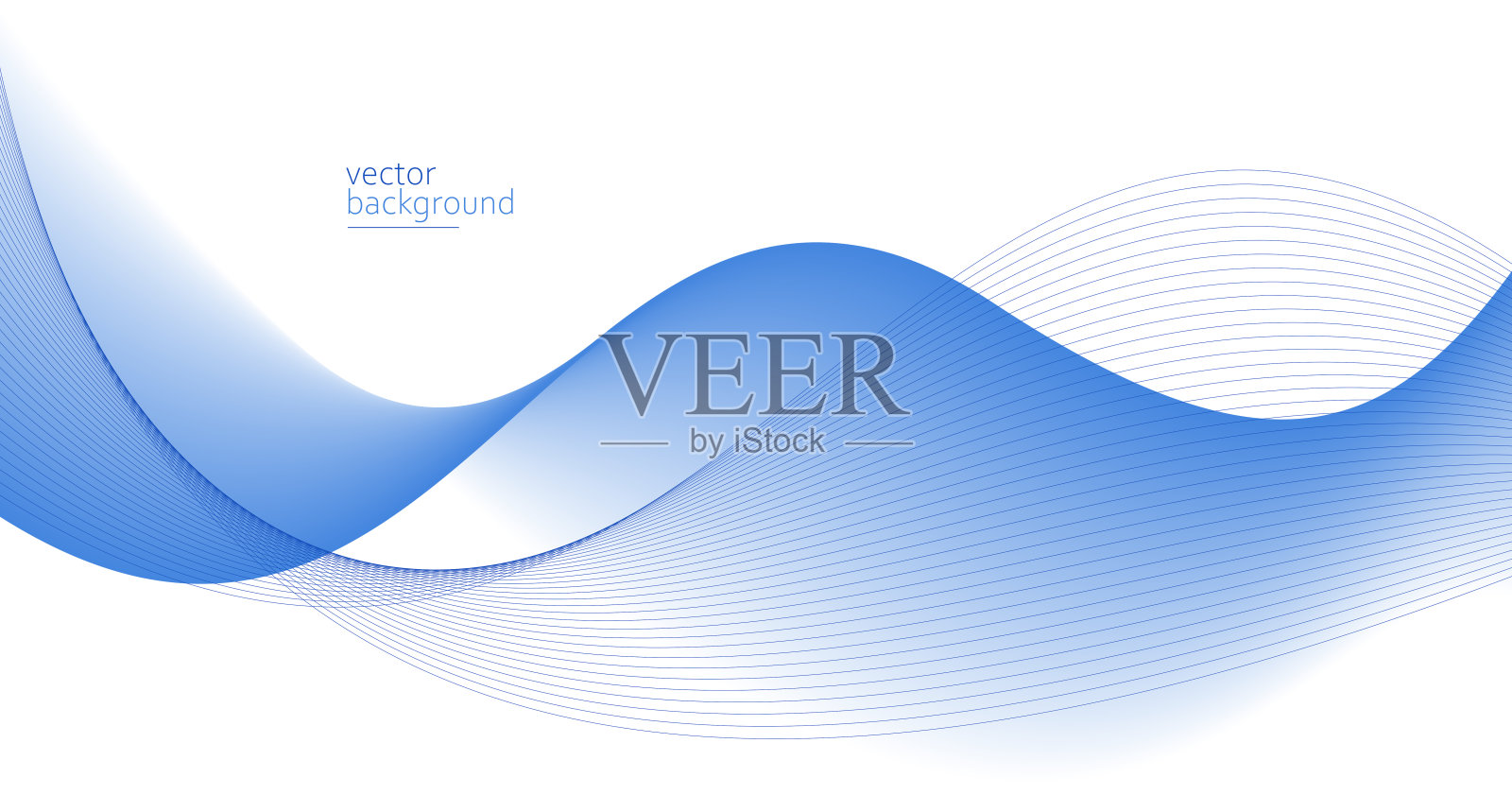 流畅的蓝色曲线造型配合柔和的渐变矢量抽象背景，轻松宁静的艺术，可以说明健康医疗或音乐的声音。插画图片素材