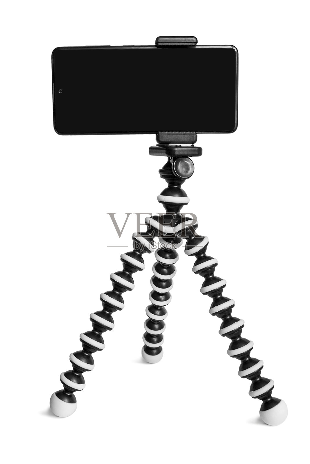 三脚架上的手机是隔离的照片摄影图片