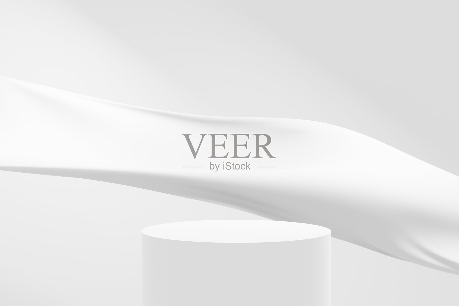 三维平台与白布背景抽象柔和的波浪照片摄影图片