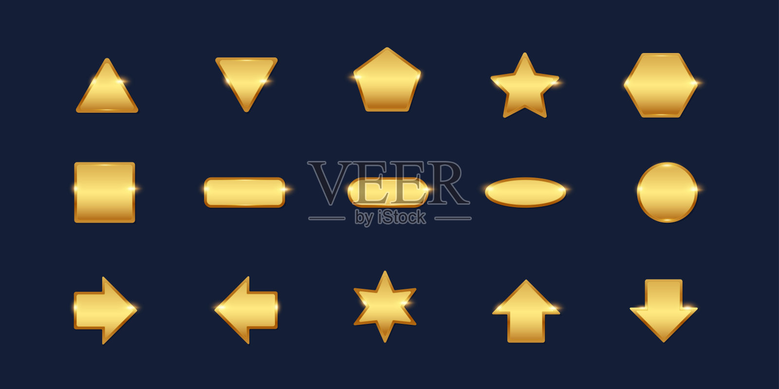 各种形状的金色。孤立矢量图插画图片素材