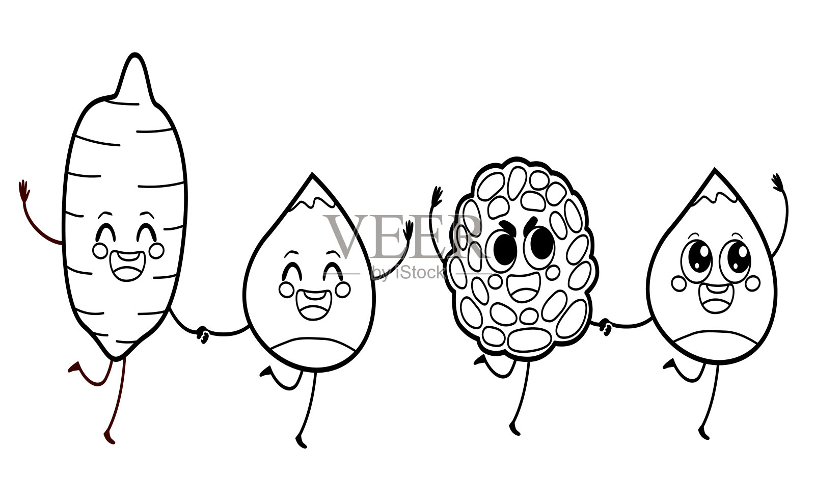 有趣的面板，红薯和栗子朋友一起走卡通矢量插图插画图片素材