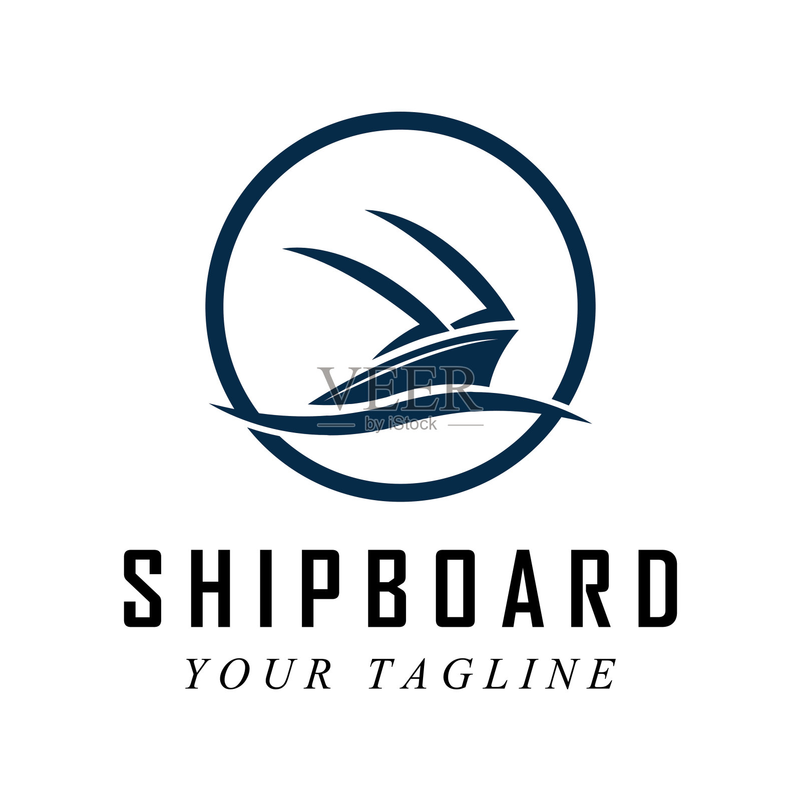 船上的符号和矢量与口号模板插画图片素材