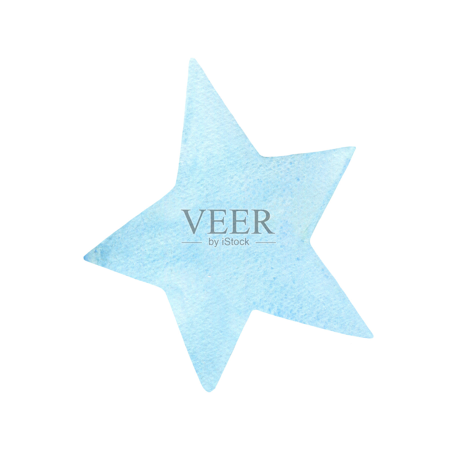 水彩插图。蓝星儿童风格元素为设计、贴纸、贺卡、图案元素插画图片素材