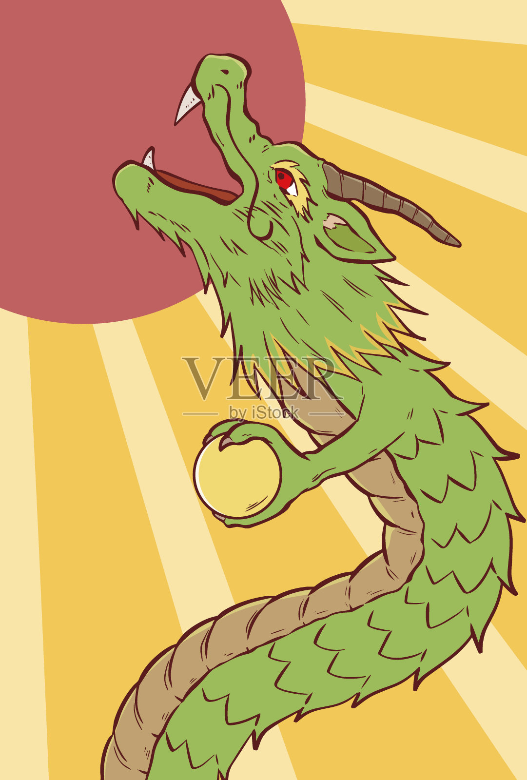 贺年卡材质为日式龙形插图插画图片素材