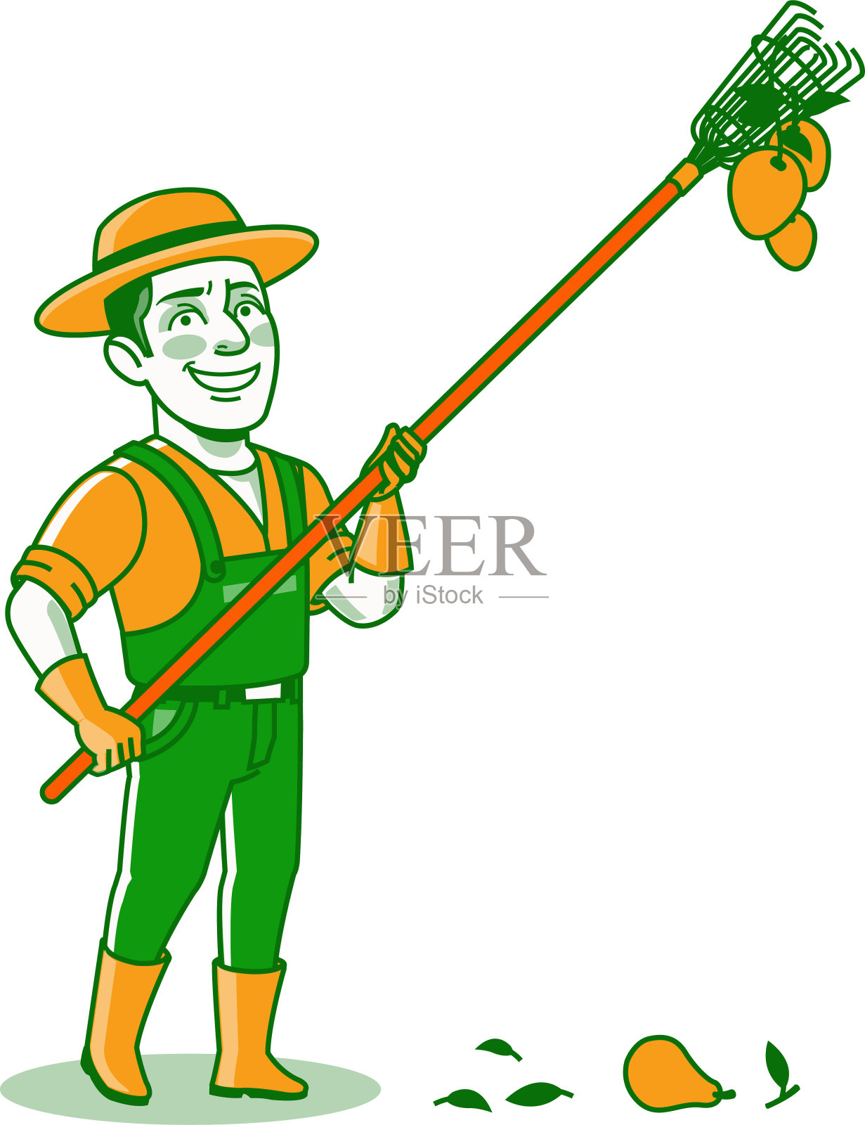 男园丁农夫卡通人物插画图片素材