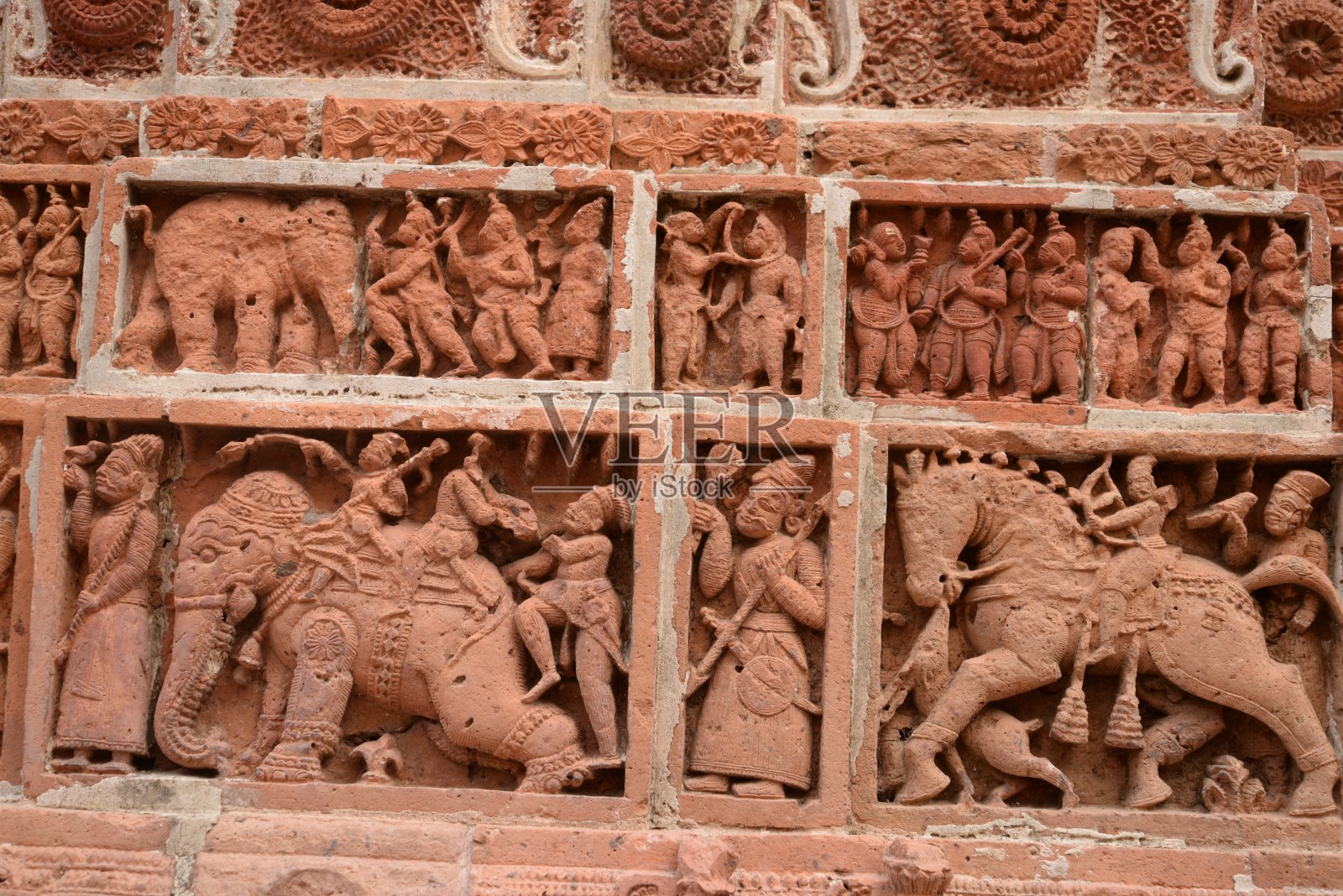 坎塔纳格尔神庙的兵马俑，通常被称为坎塔格尔的坎塔格尔神庙，是孟加拉国Dinajpur地区的一座中世纪晚期的印度教寺庙照片摄影图片