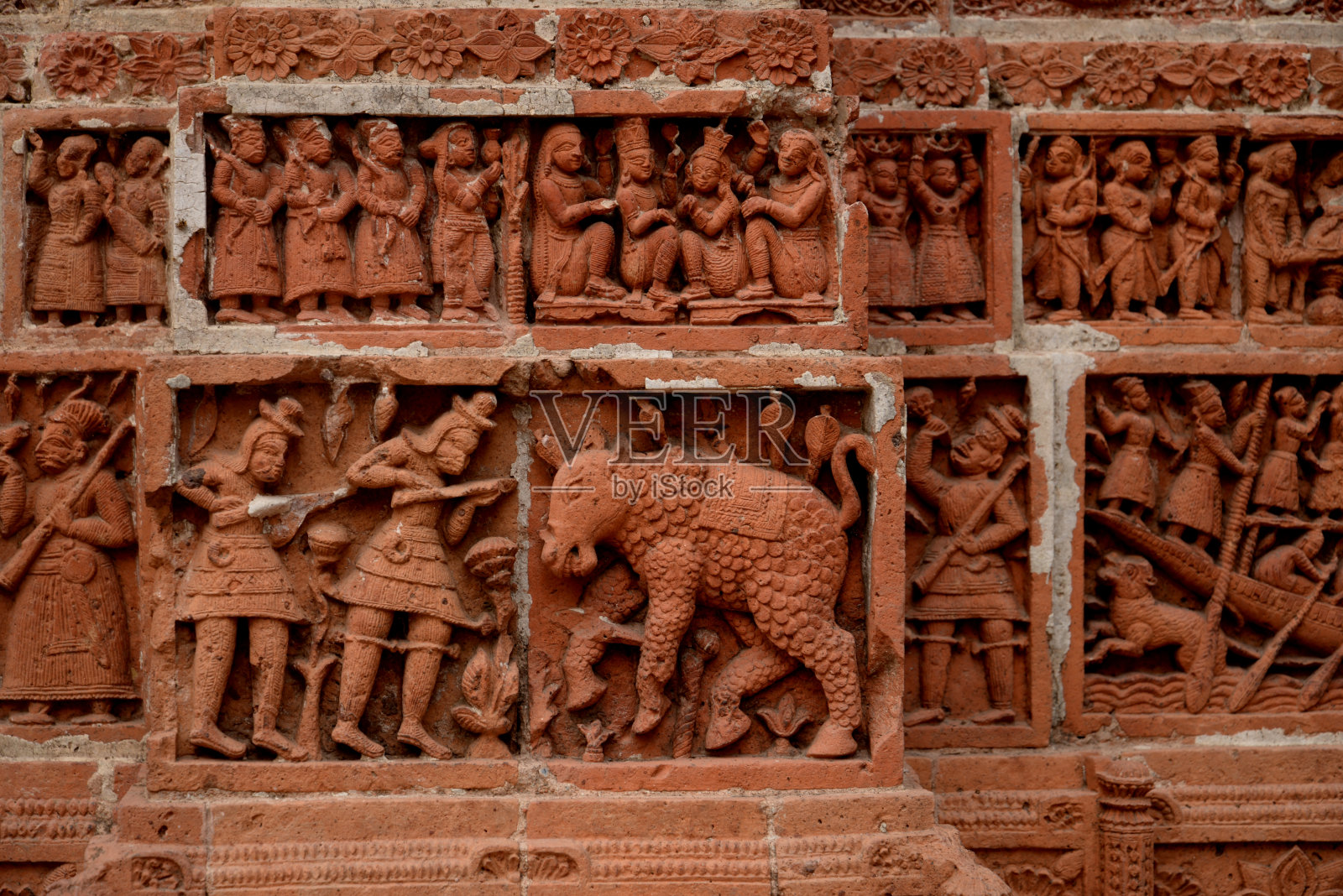 坎塔纳格尔神庙的兵马俑，通常被称为坎塔格尔的坎塔格尔神庙，是孟加拉国Dinajpur地区的一座中世纪晚期的印度教寺庙照片摄影图片