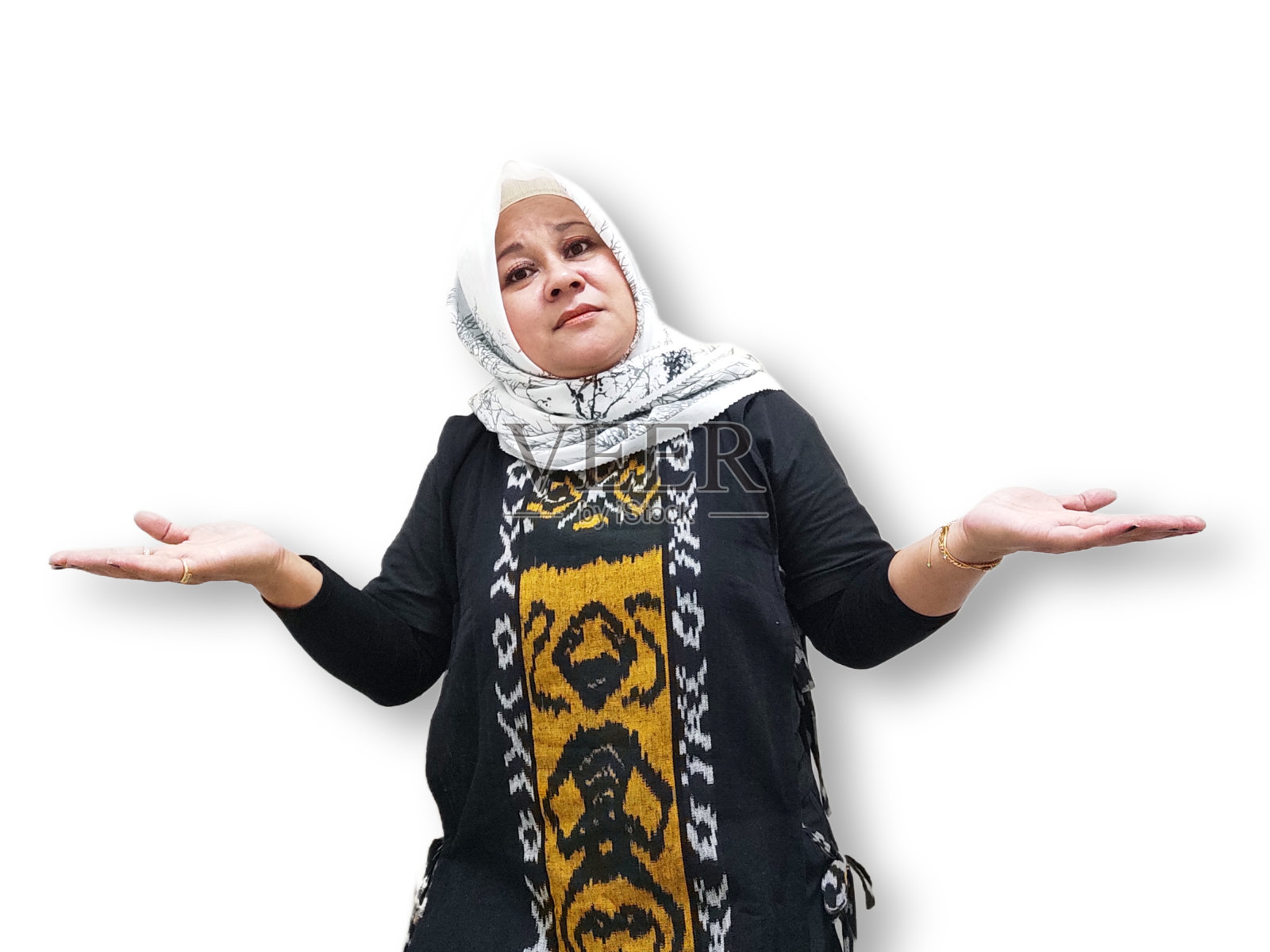 穆斯林妇女举起双手的手势照片摄影图片