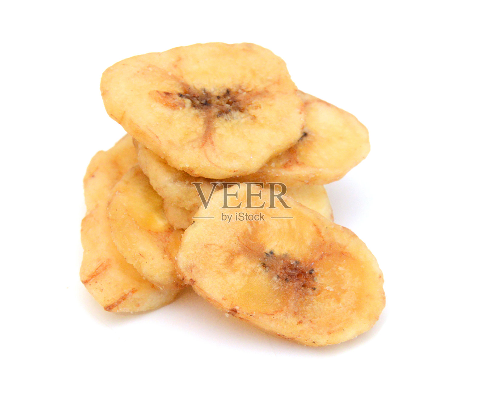 干香蕉片孤立在白色背景上照片摄影图片