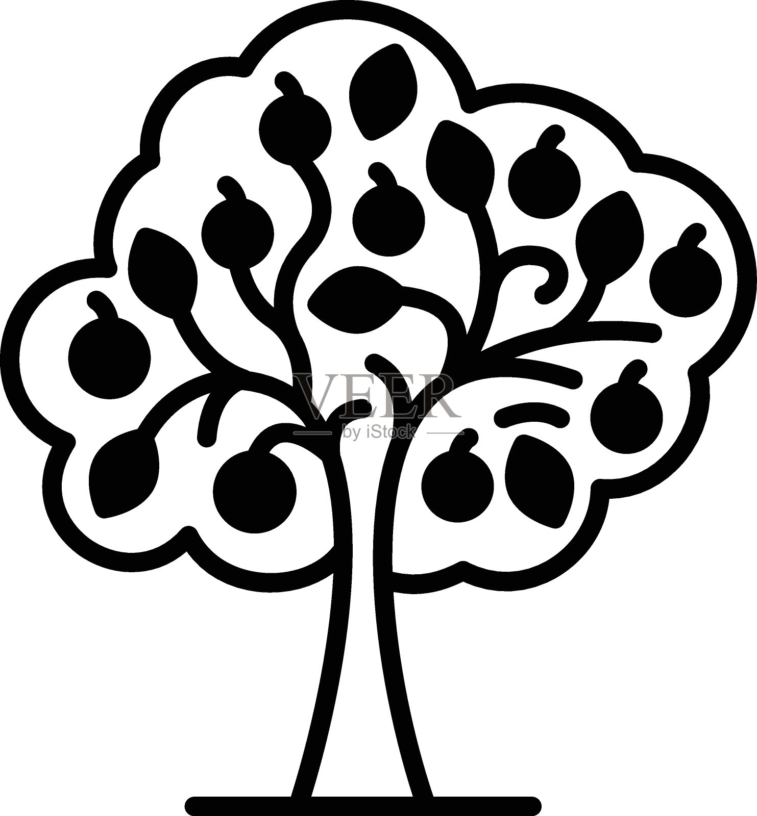 黄叶或黄萎病的柑橘树的概念，落叶植物矢量图标设计，户外装饰符号，农场和植物标志，覆盖和景观美化股票插图插画图片素材