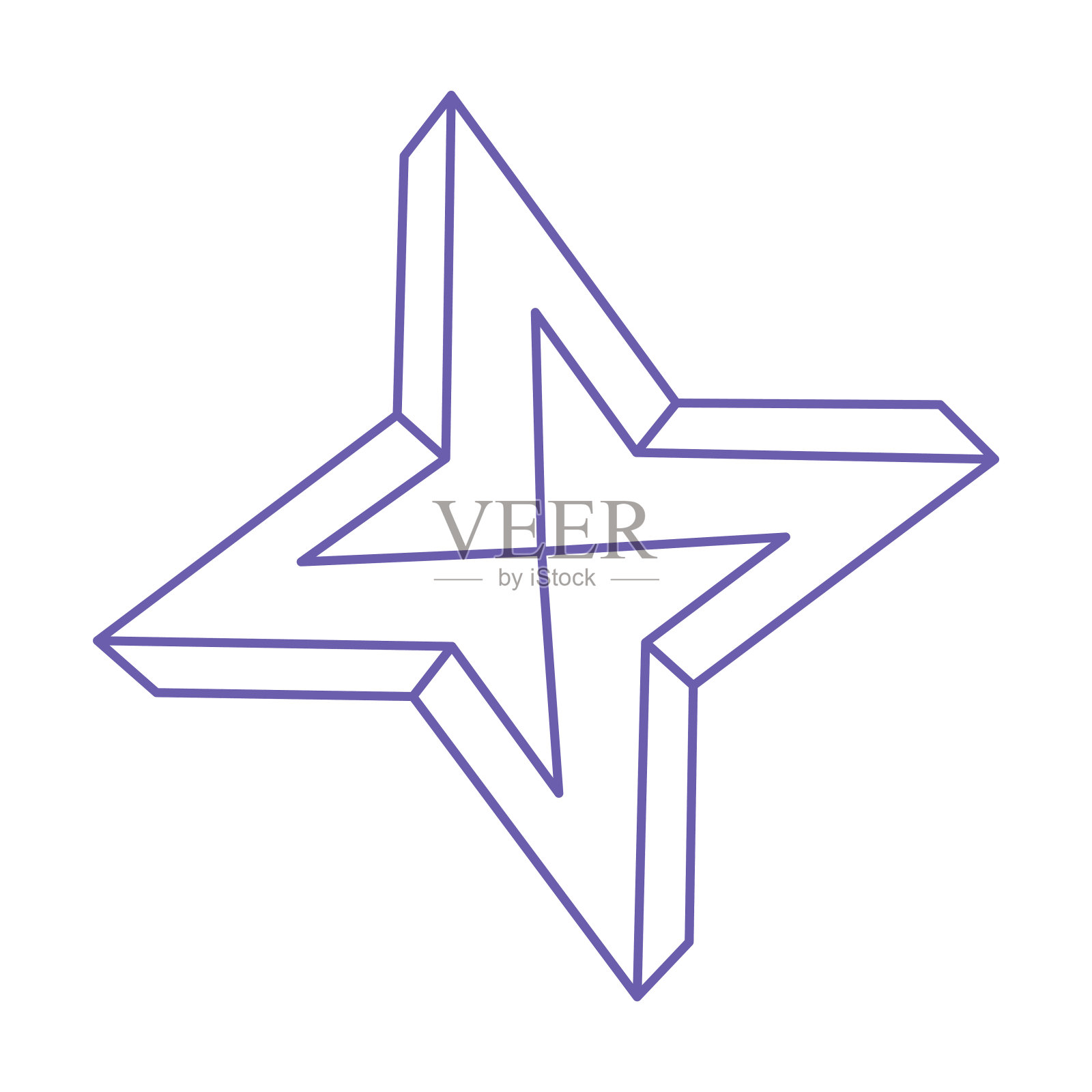 不可能的形状。神圣的几何图形。光学错觉。抽象永恒的几何对象。不可能无尽的轮廓。线的艺术。光的艺术。白色背景上不可能的几何形状。插画图片素材