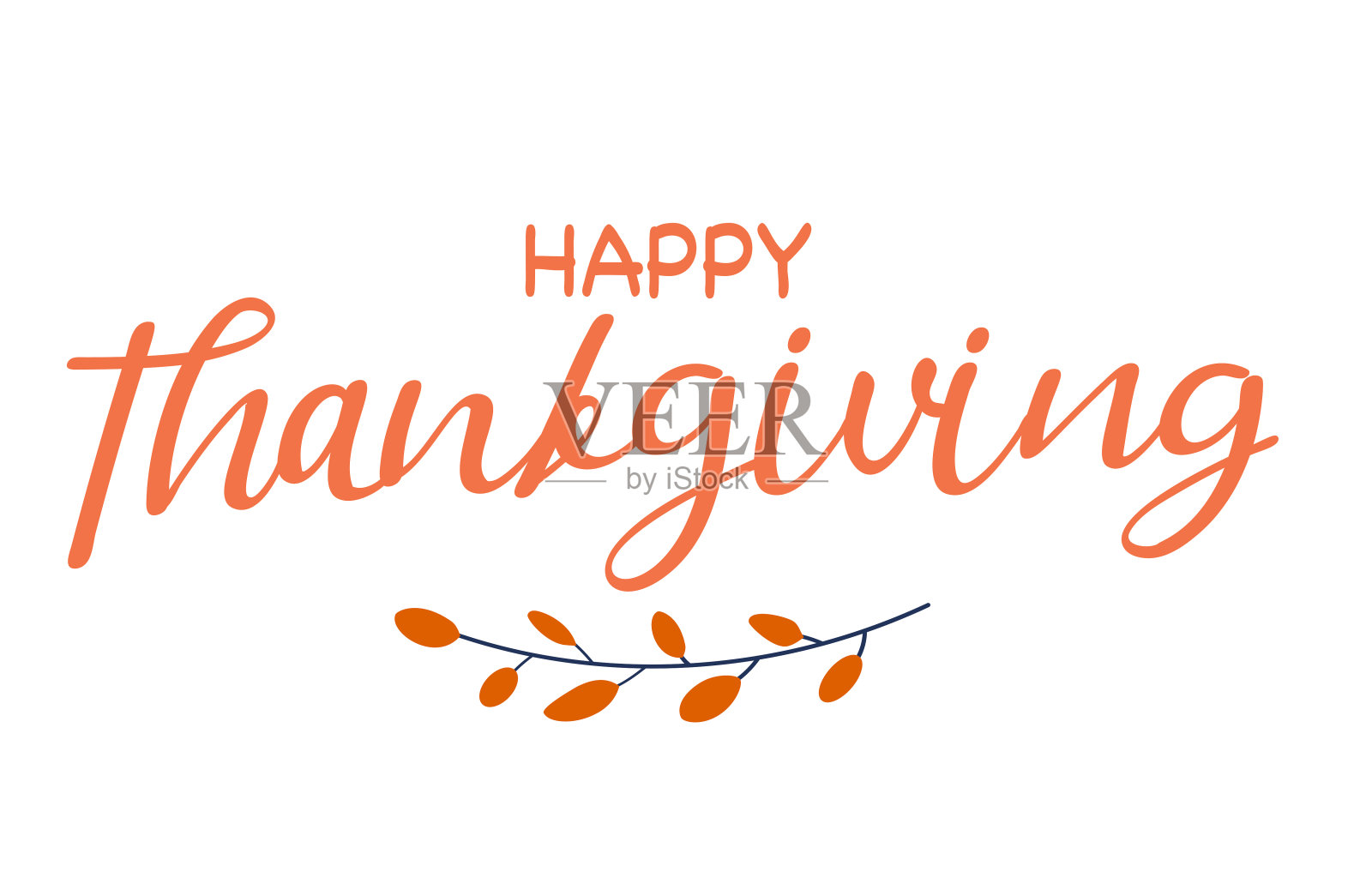 感恩节手写体。平面矢量插图。插画图片素材