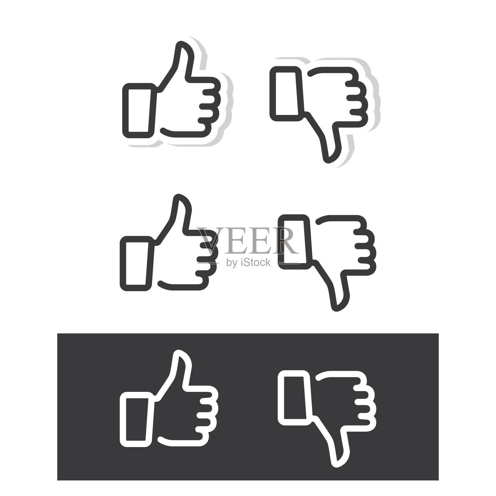 上下拇指图标。赞成和反对。插画图片素材