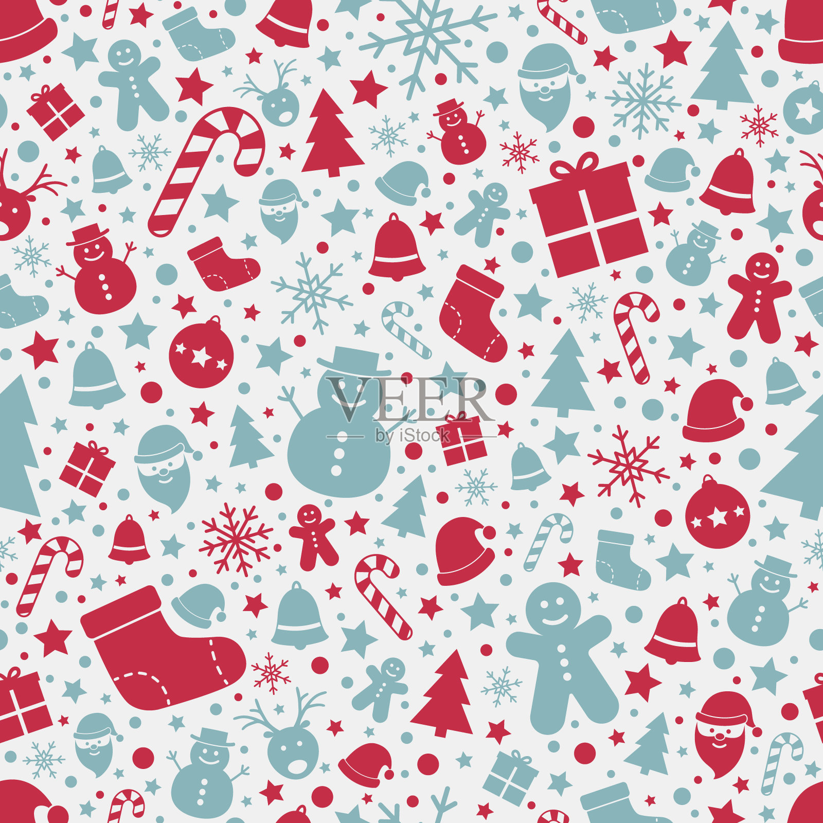 美丽的圣诞图案与装饰品。圣诞包装纸的概念。向量插画图片素材