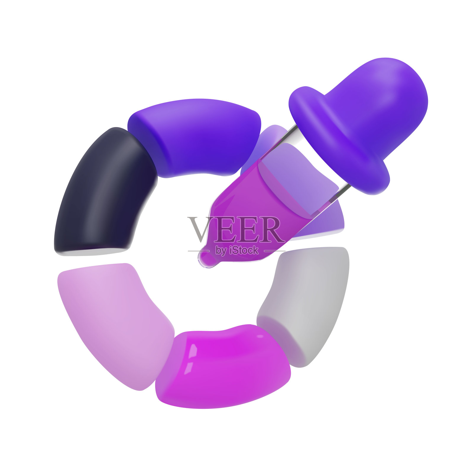 色轮3D渲染矢量图标孤立的白色背景插画图片素材