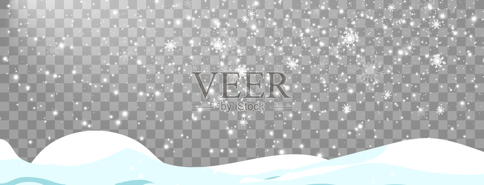 透明背景上的飞雪矢量插图。降雪或暴风雪的自然现象。插画图片素材