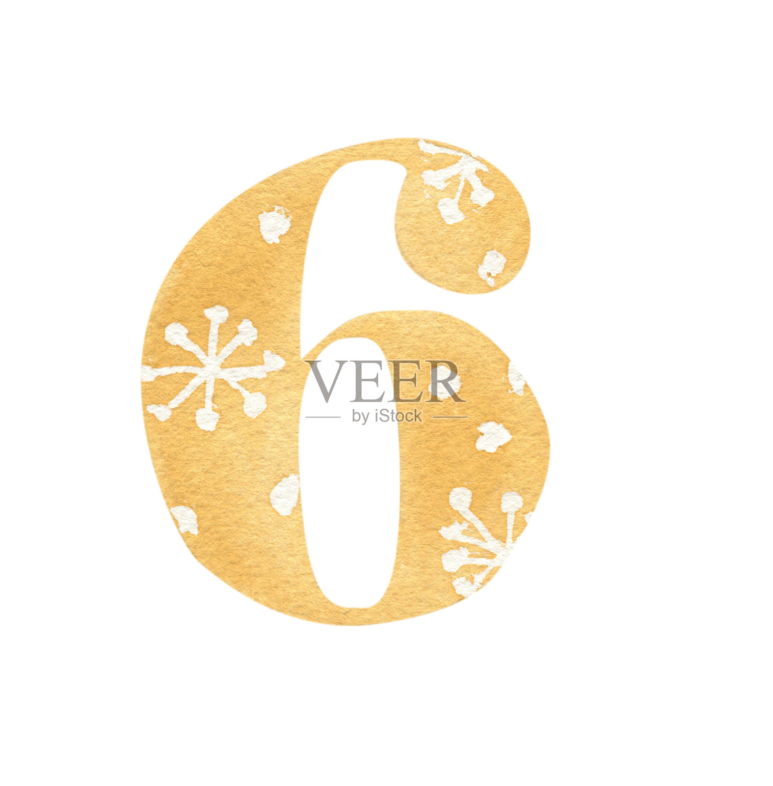 画一个数字与水彩填充和图案在圣诞节的风格。插画图片素材