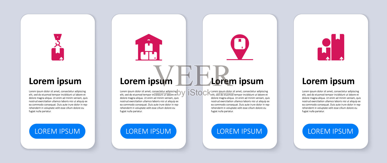 集纸箱，纸箱，定位，全仓，起重机。业务信息图表模板。向量插画图片素材