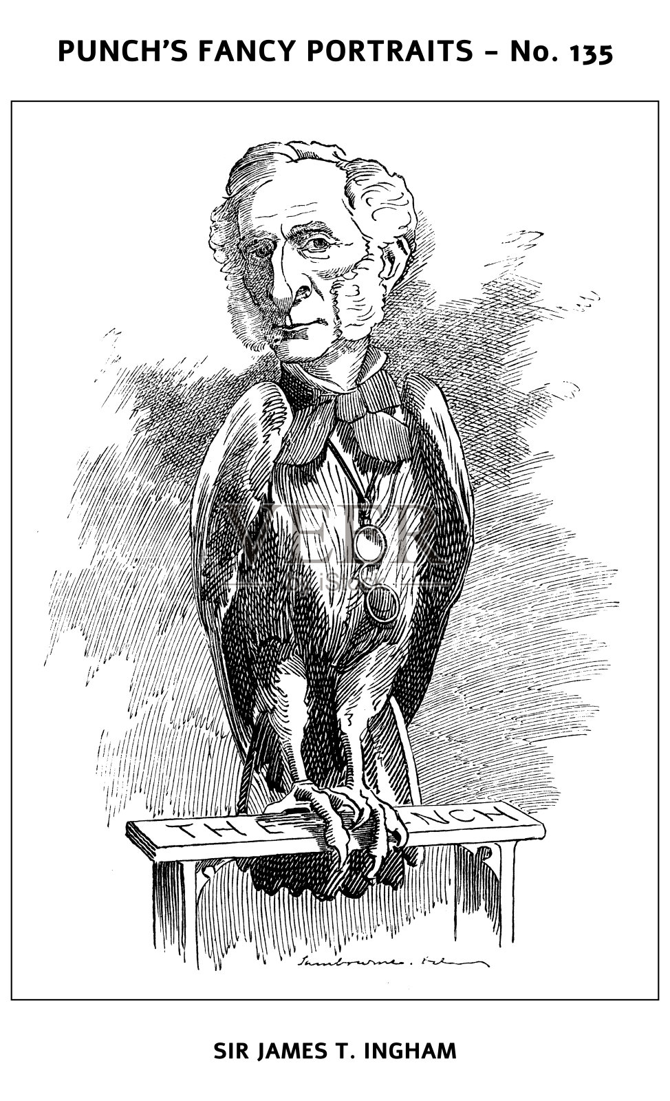 潘趣的奇特肖像 - 英国讽刺漫画插图插画图片素材