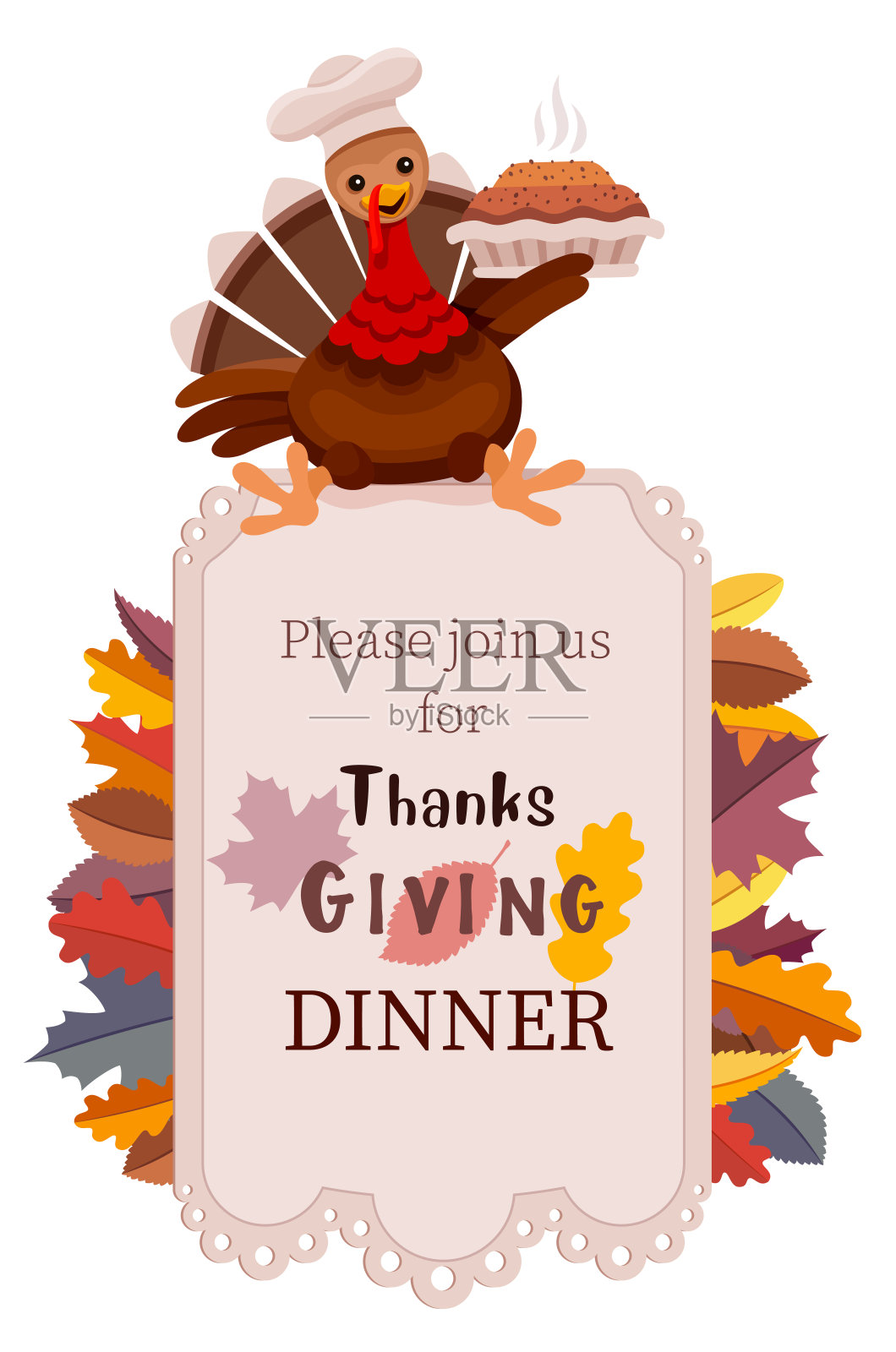 感恩节晚餐邀请模板。插画图片素材