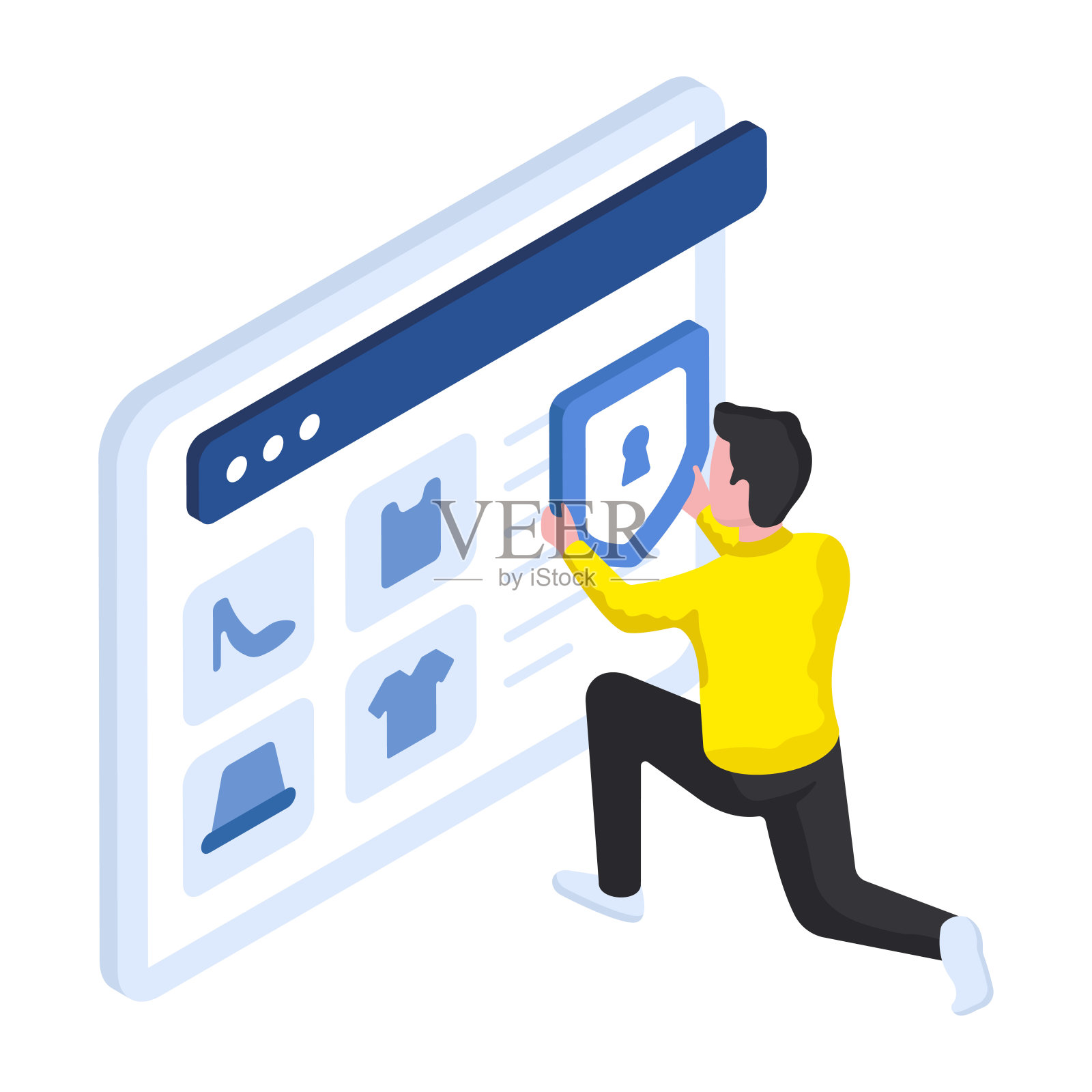 安全购物网站插画图片素材