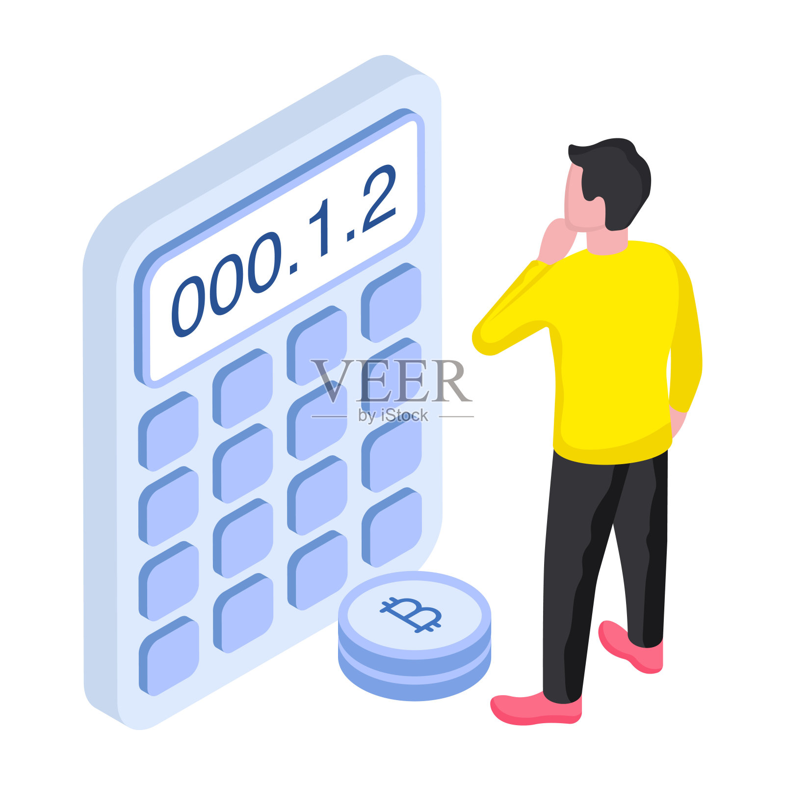 比特币计算插画图片素材