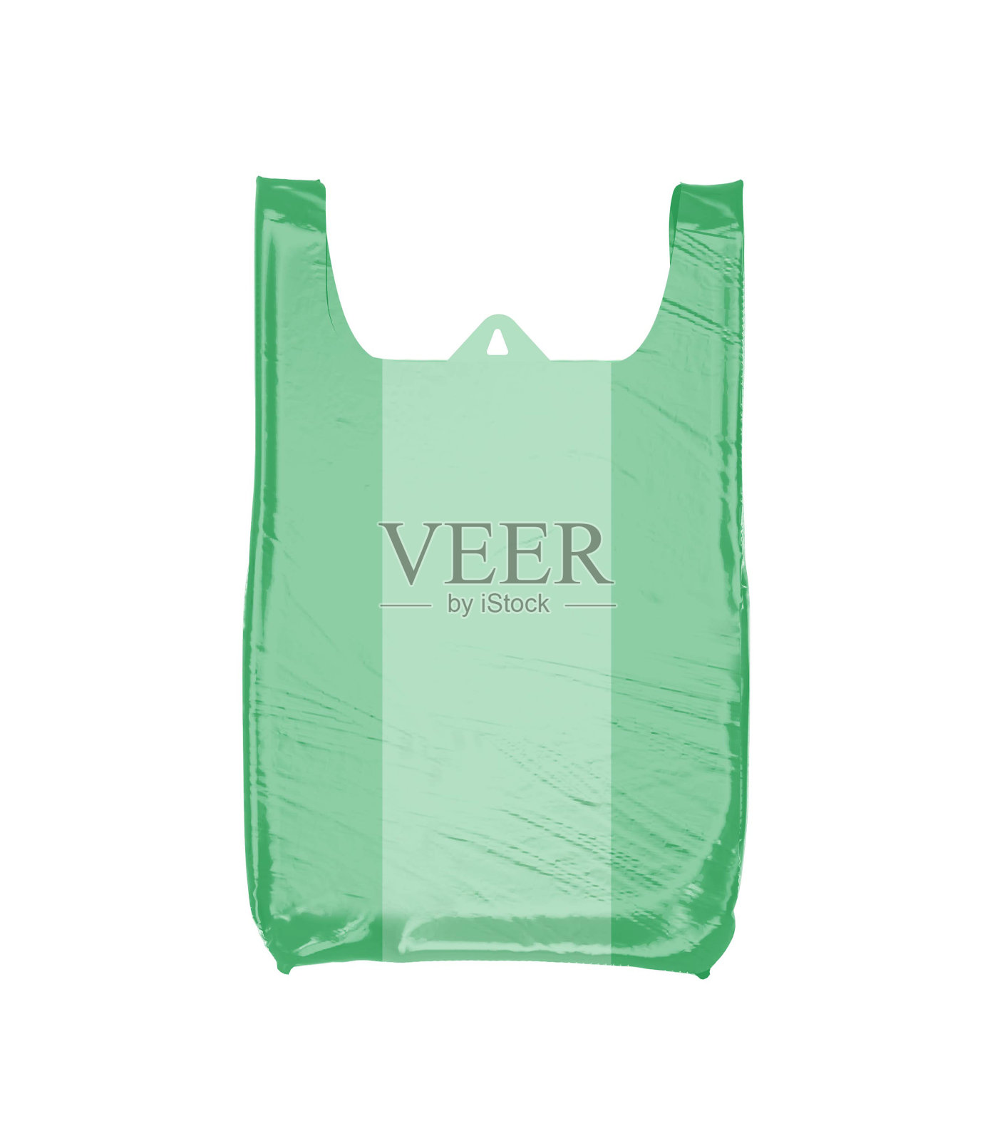 白色背景上孤立的绿色塑料袋照片摄影图片