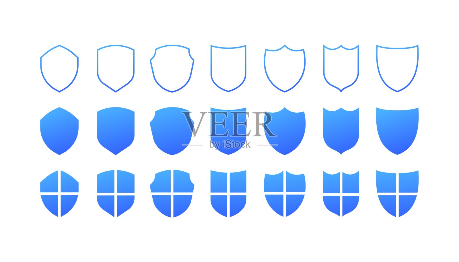 盾牌图标。扁平，蓝色，护盾，保护网络。矢量图标插画图片素材