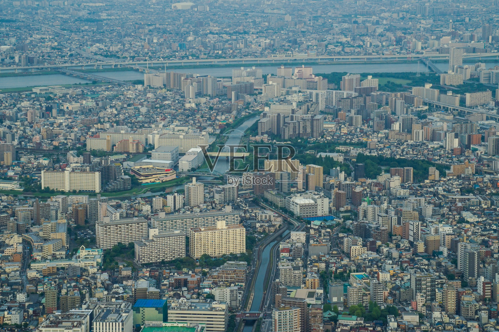 从日本东京天空树上俯瞰日本城市照片摄影图片