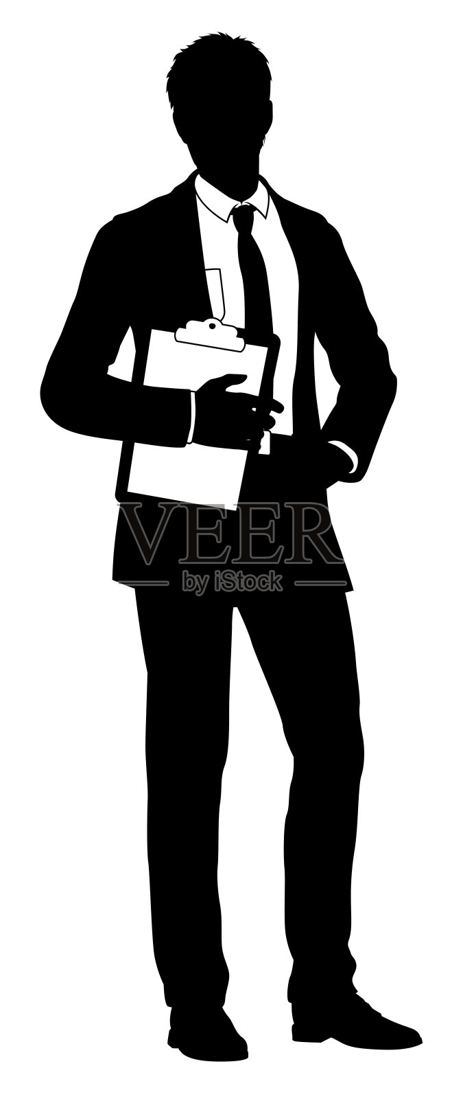 商务人士与剪贴板剪影插画图片素材