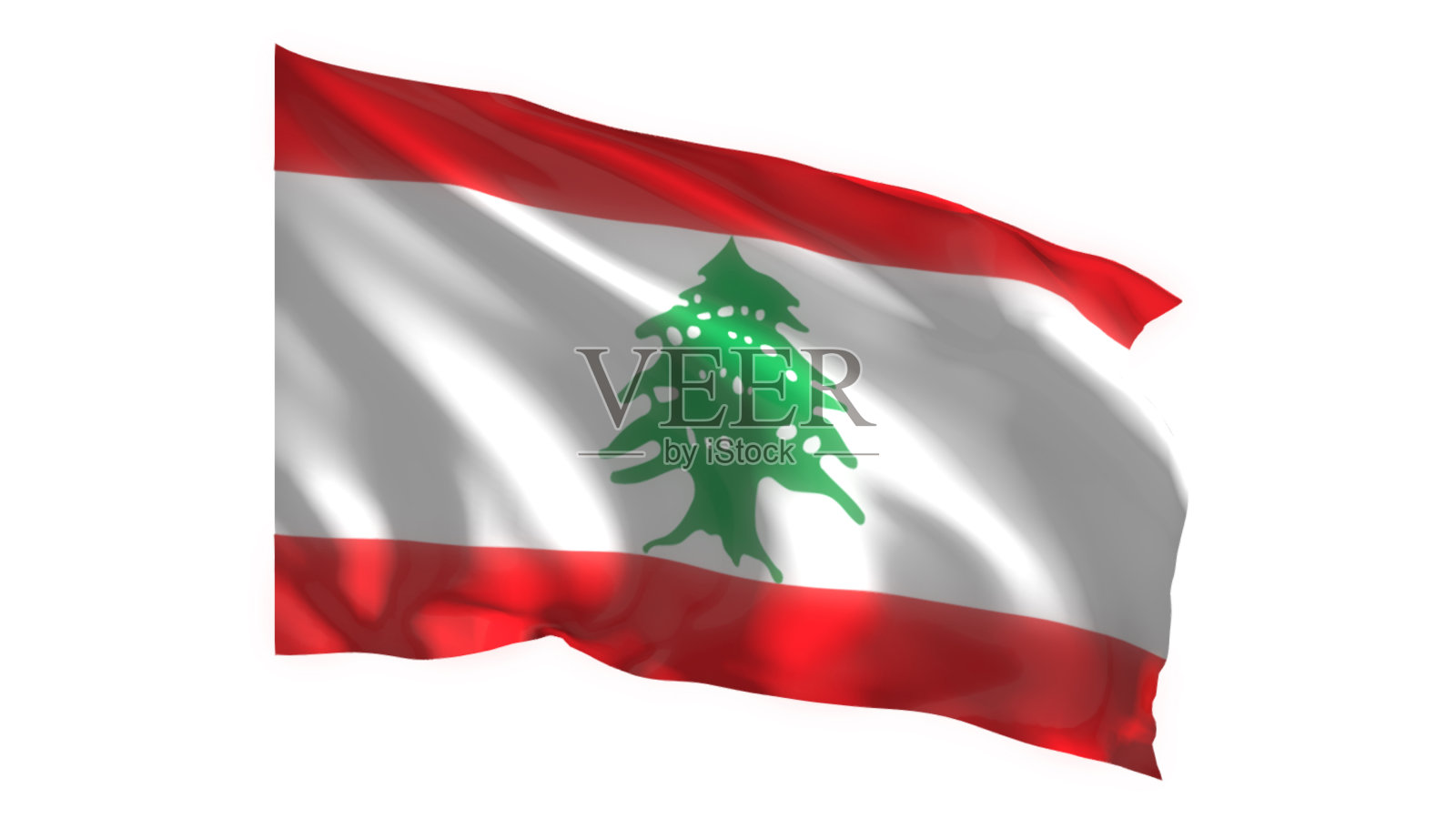 白底黎巴嫩国旗。照片摄影图片