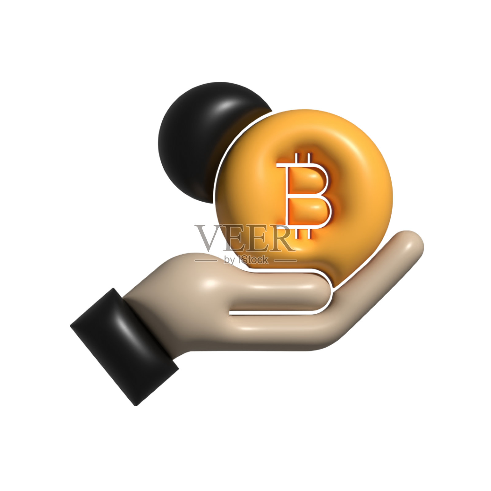 3D现实的比特币图标。3D图标隔离在白色。照片摄影图片