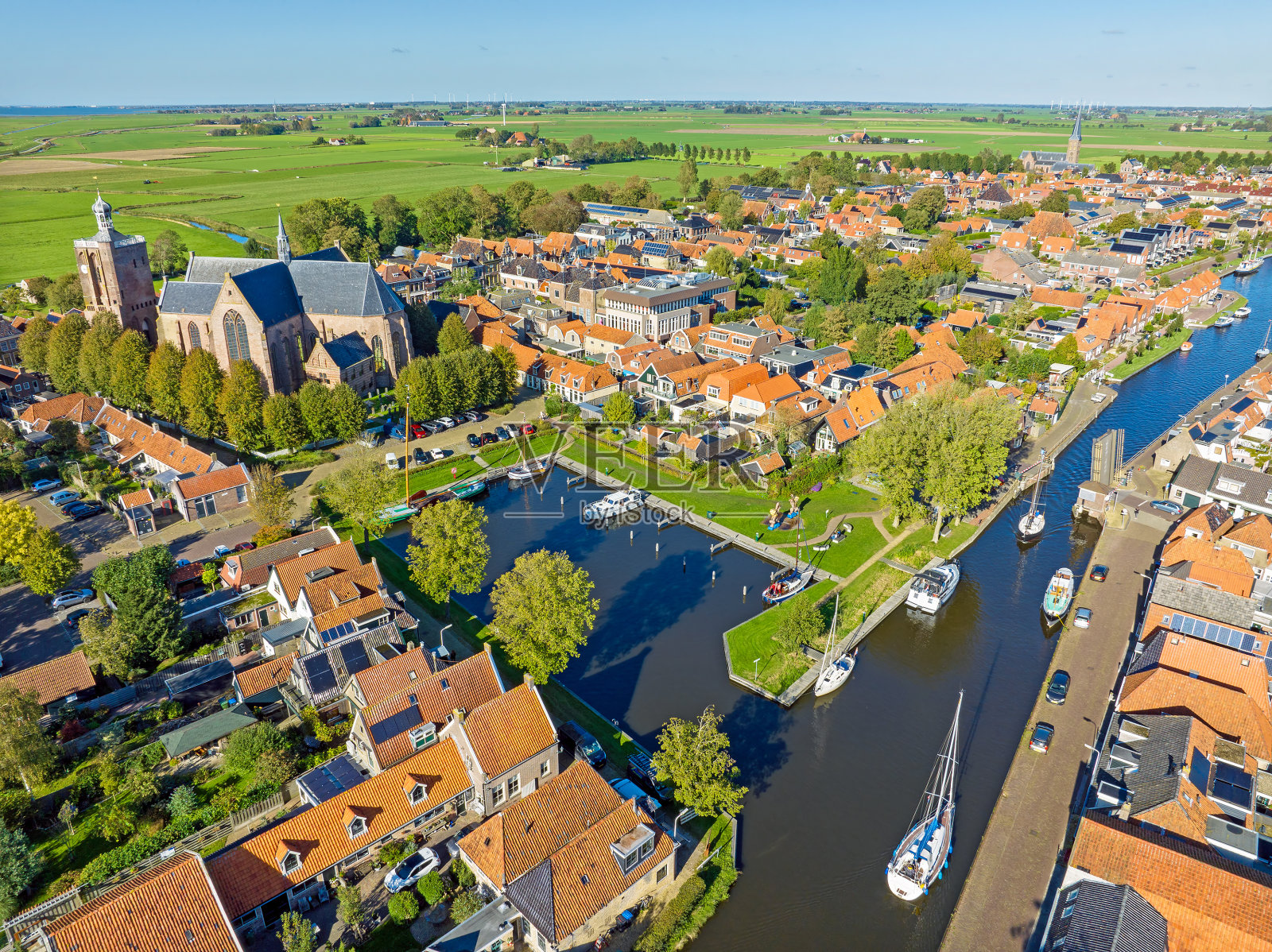 航拍自荷兰弗里斯兰的历史名城Workum照片摄影图片