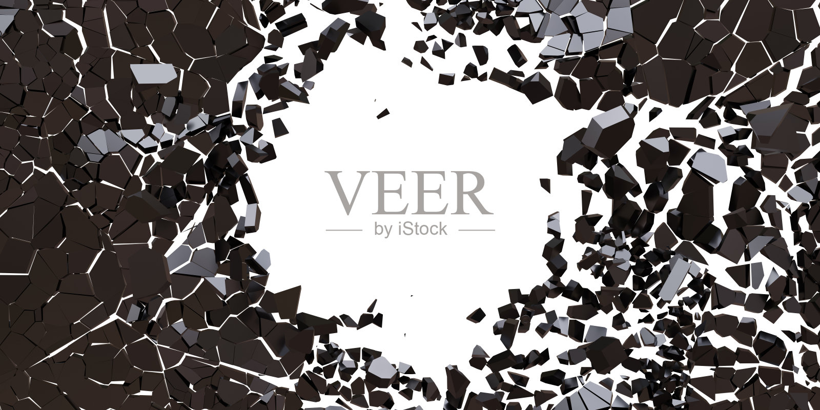 开在黑色的破墙上，白色的背景上孤立着一个大空洞照片摄影图片