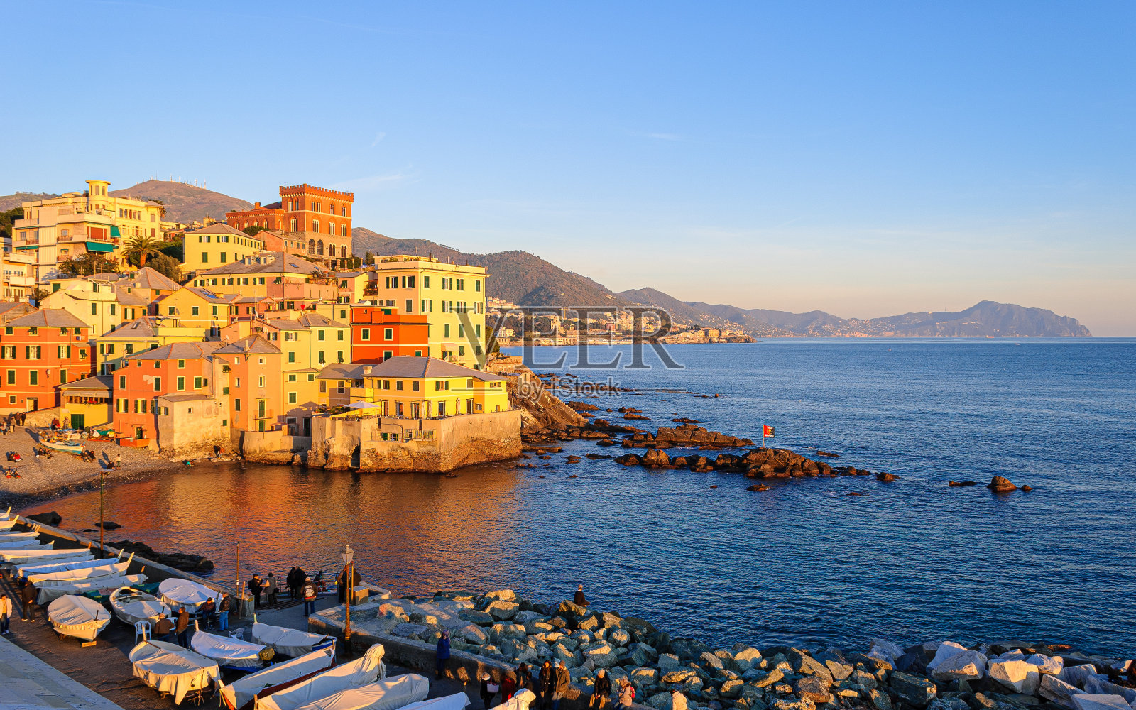 博卡达斯全景，热那亚的一个小海域照片摄影图片