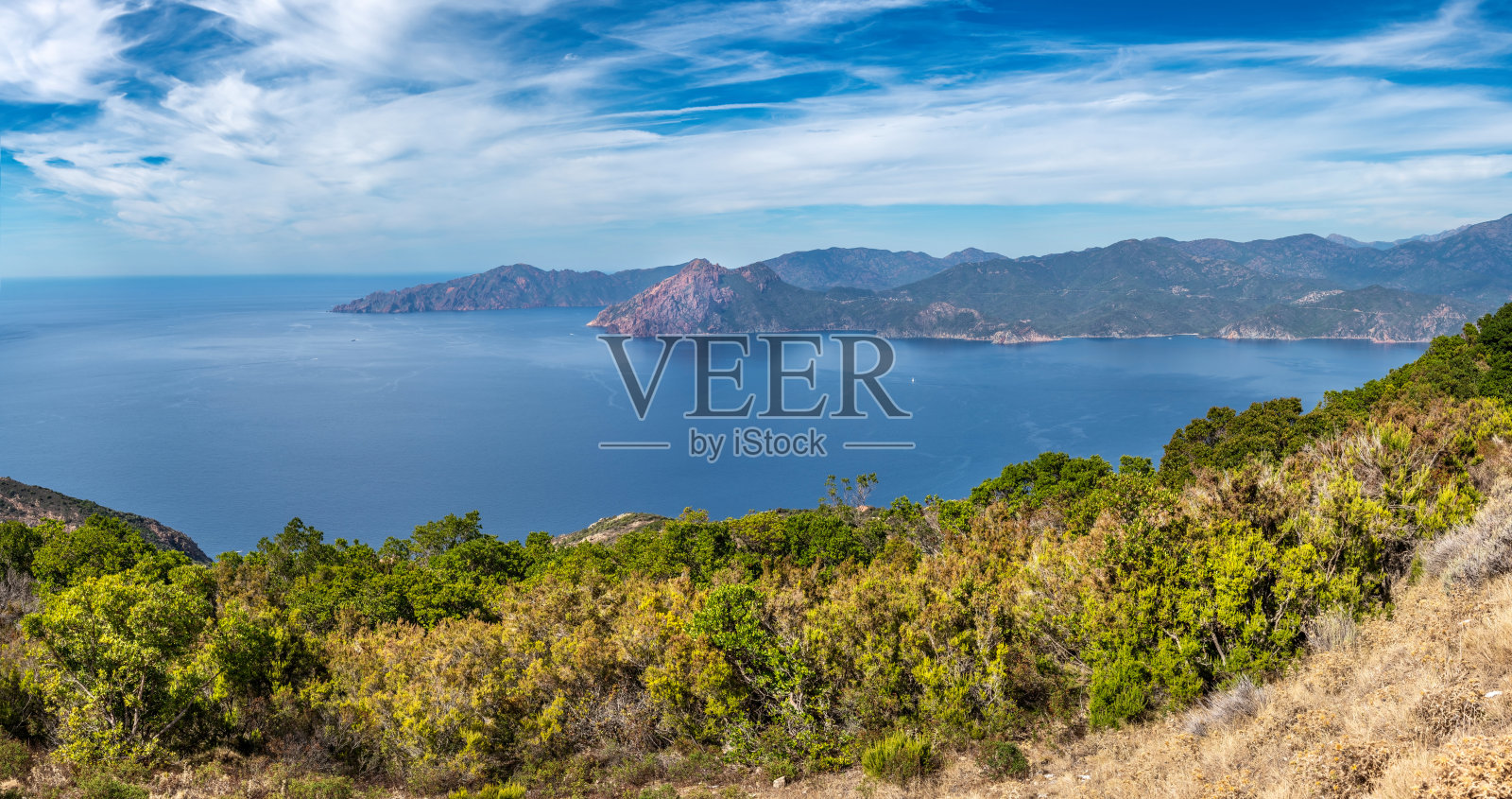 科西嘉岛，波尔图湾景观，法国照片摄影图片