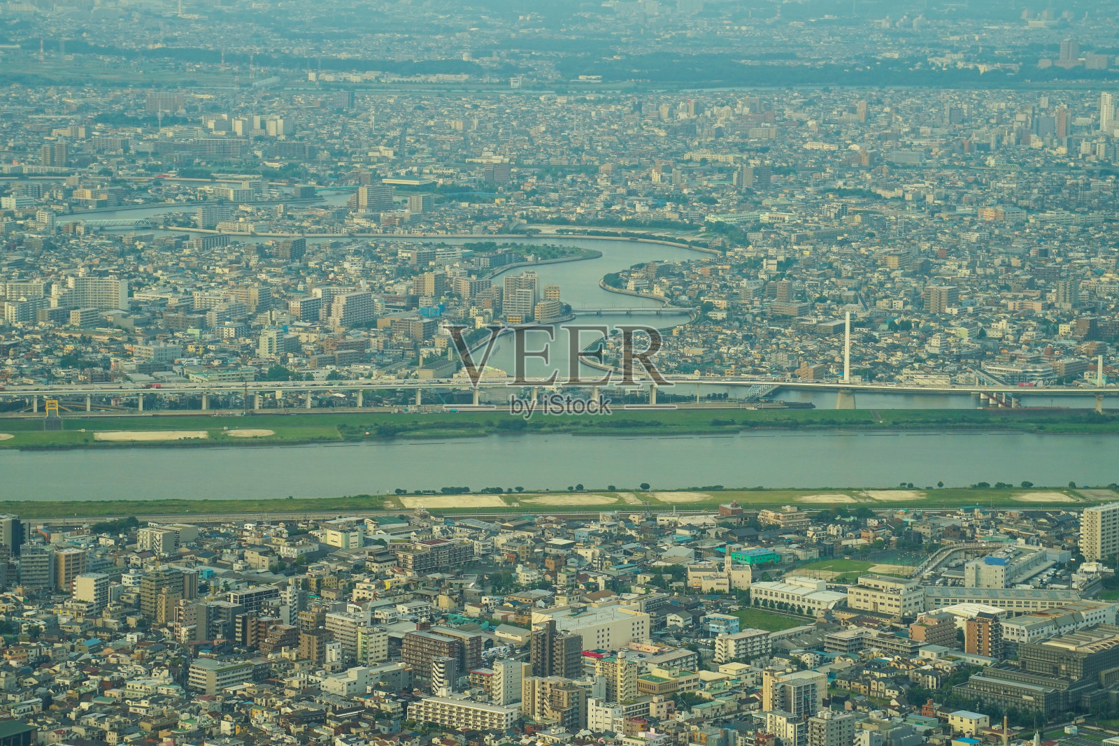 从日本东京天空树上俯瞰日本城市照片摄影图片