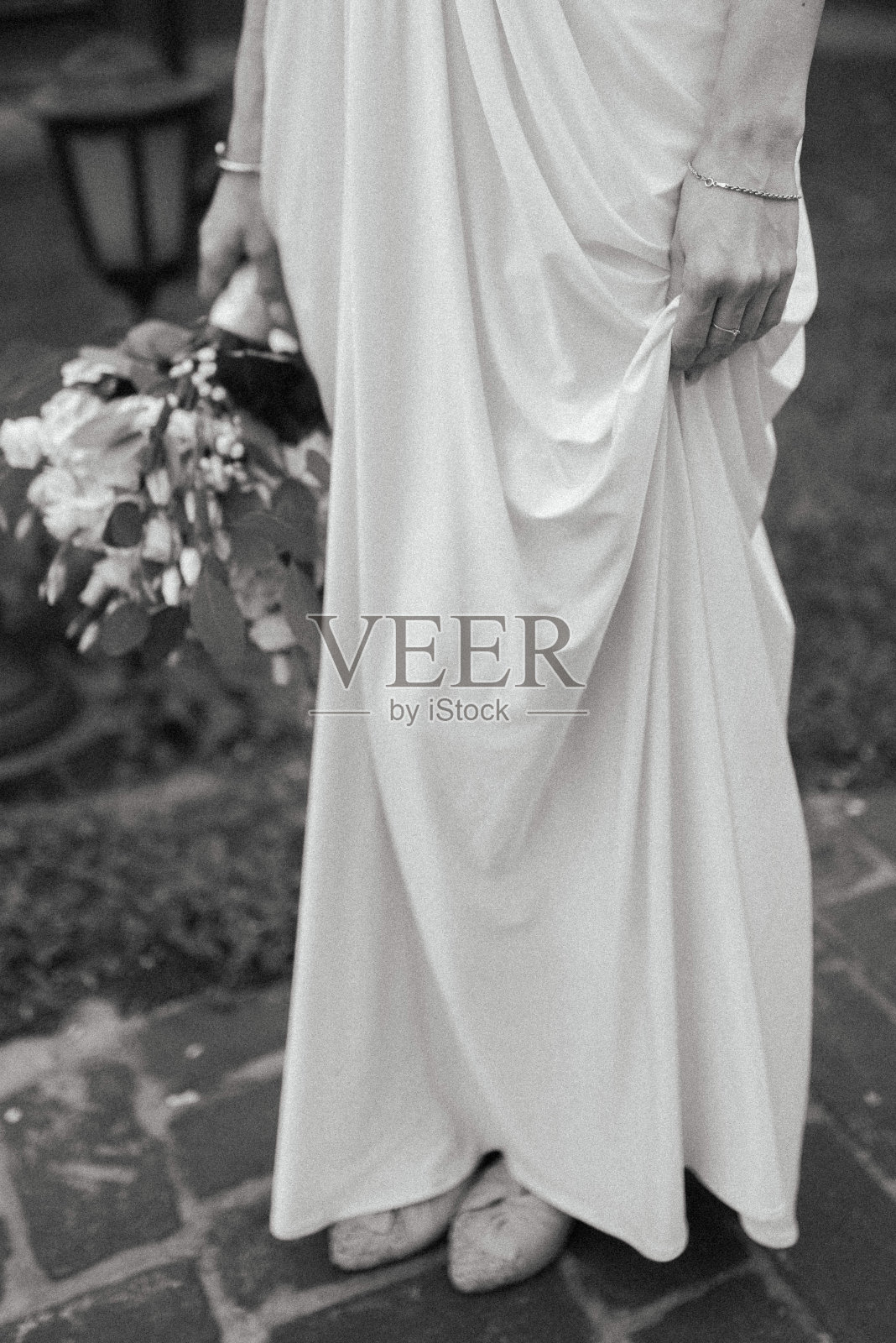 美丽的婚礼新娘花束。照片摄影图片