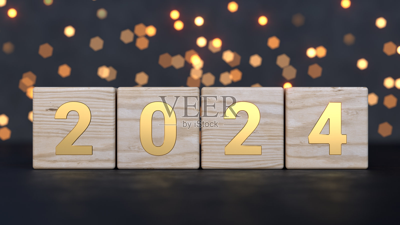 2024年新年概念。圣诞快乐，新年快乐。3d渲染插图照片摄影图片