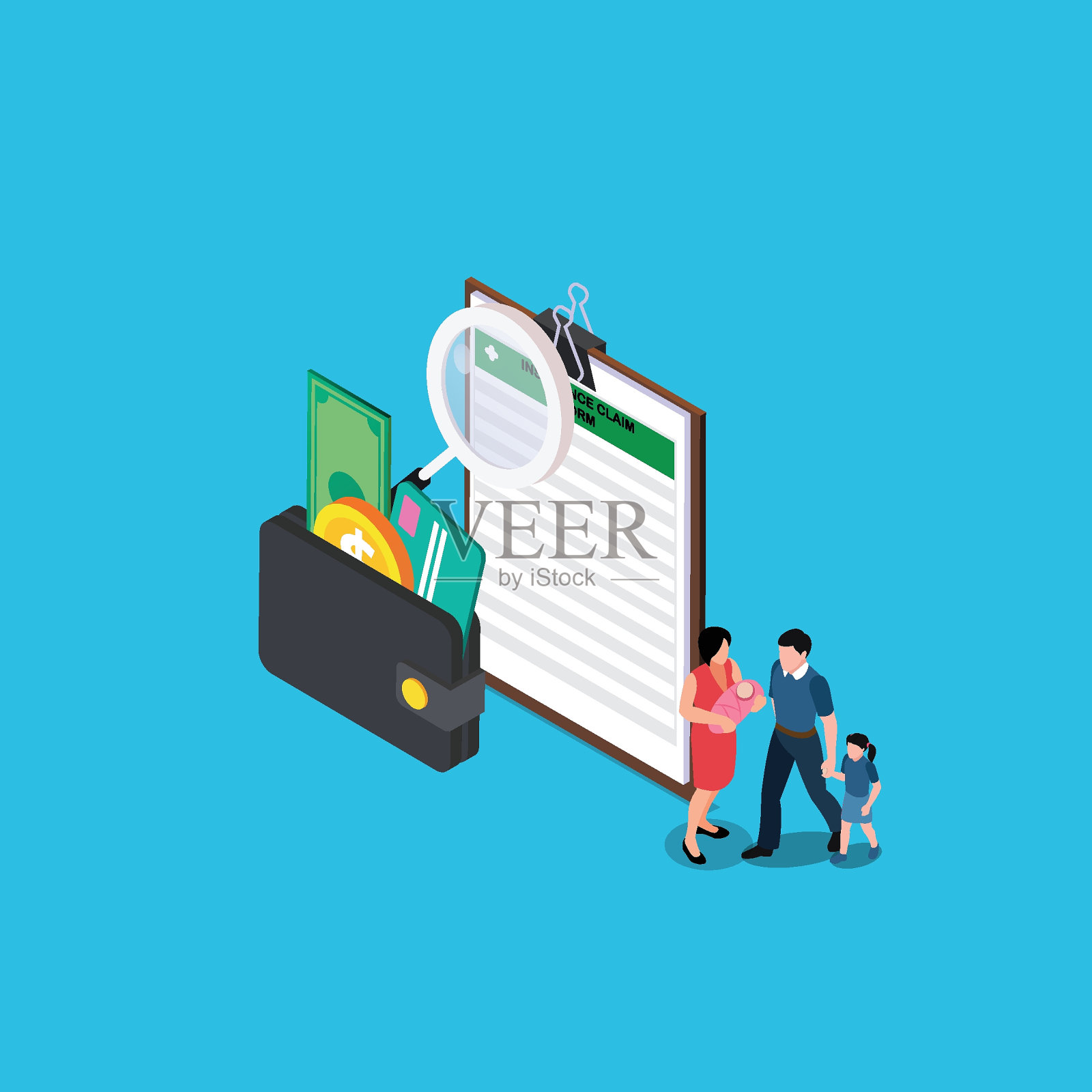 家庭保健和人寿保险插画图片素材