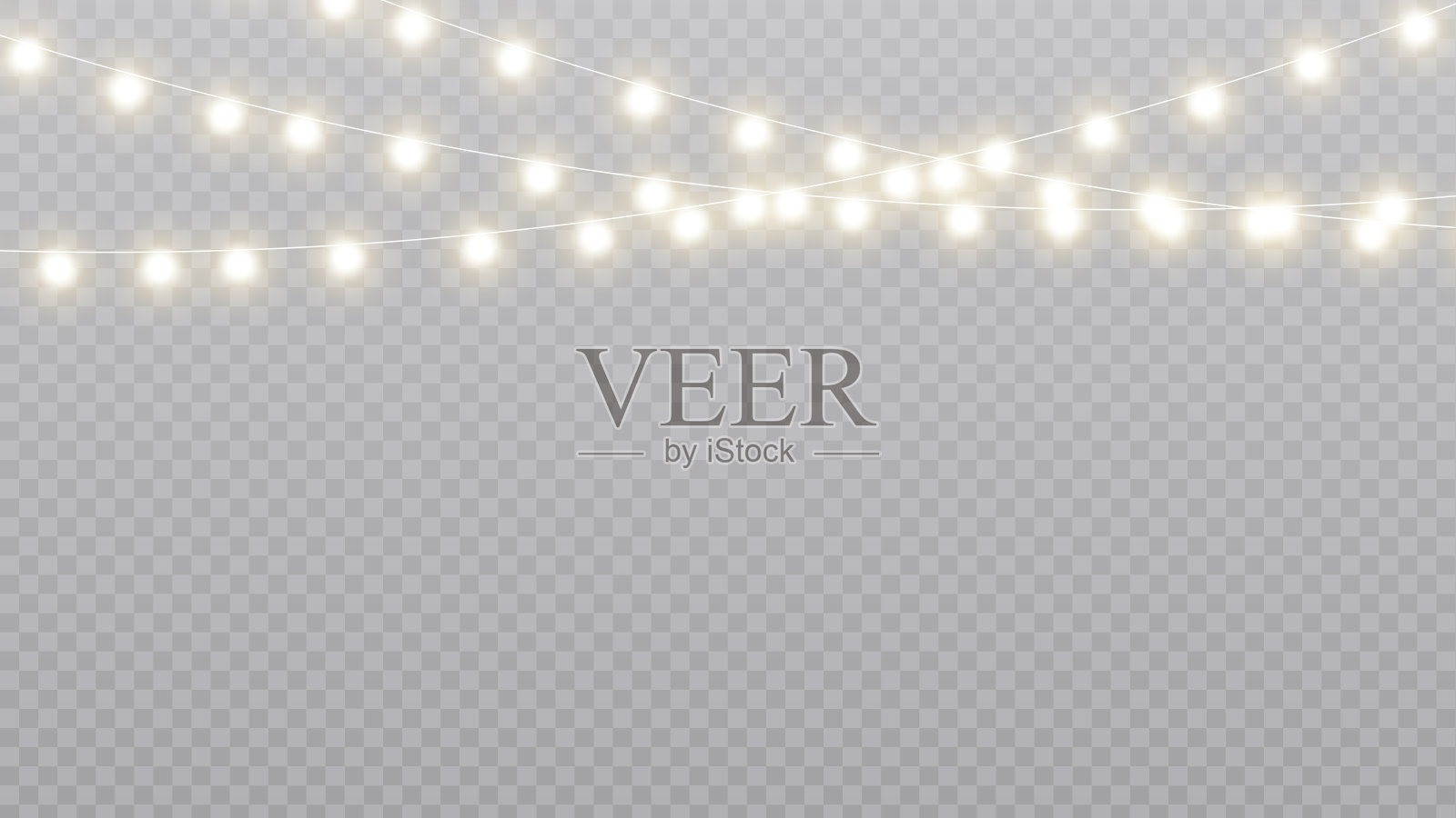 圣诞彩灯孤立的现实设计元素。发光灯的圣诞节日贺卡，横幅，海报，网页设计。花环装饰。Led霓虹灯。插画图片素材