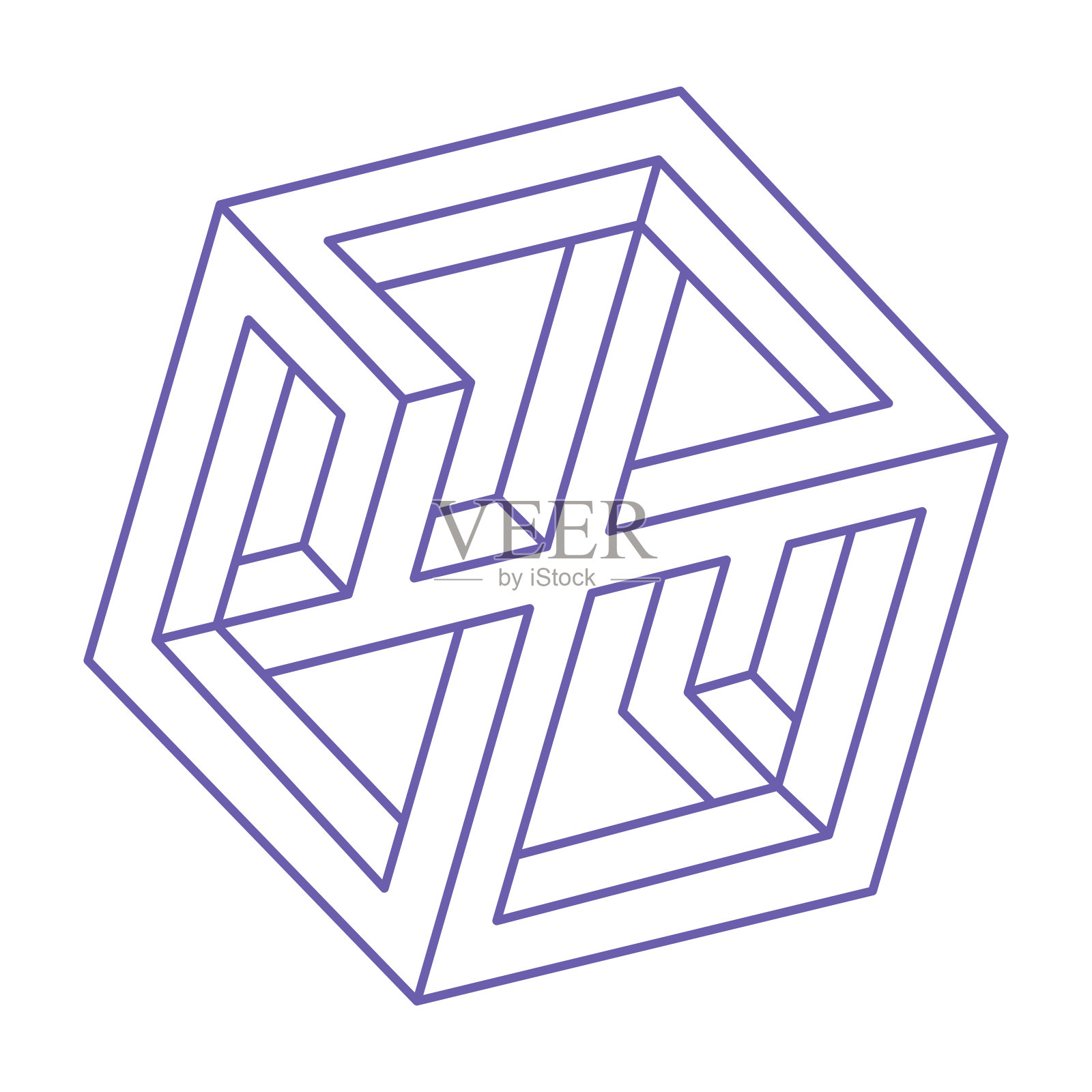 不可能的形状，视觉错觉纹身，矢量。光学艺术品。2022年流行的Logo非常佩里的颜色。几何数据。插画图片素材