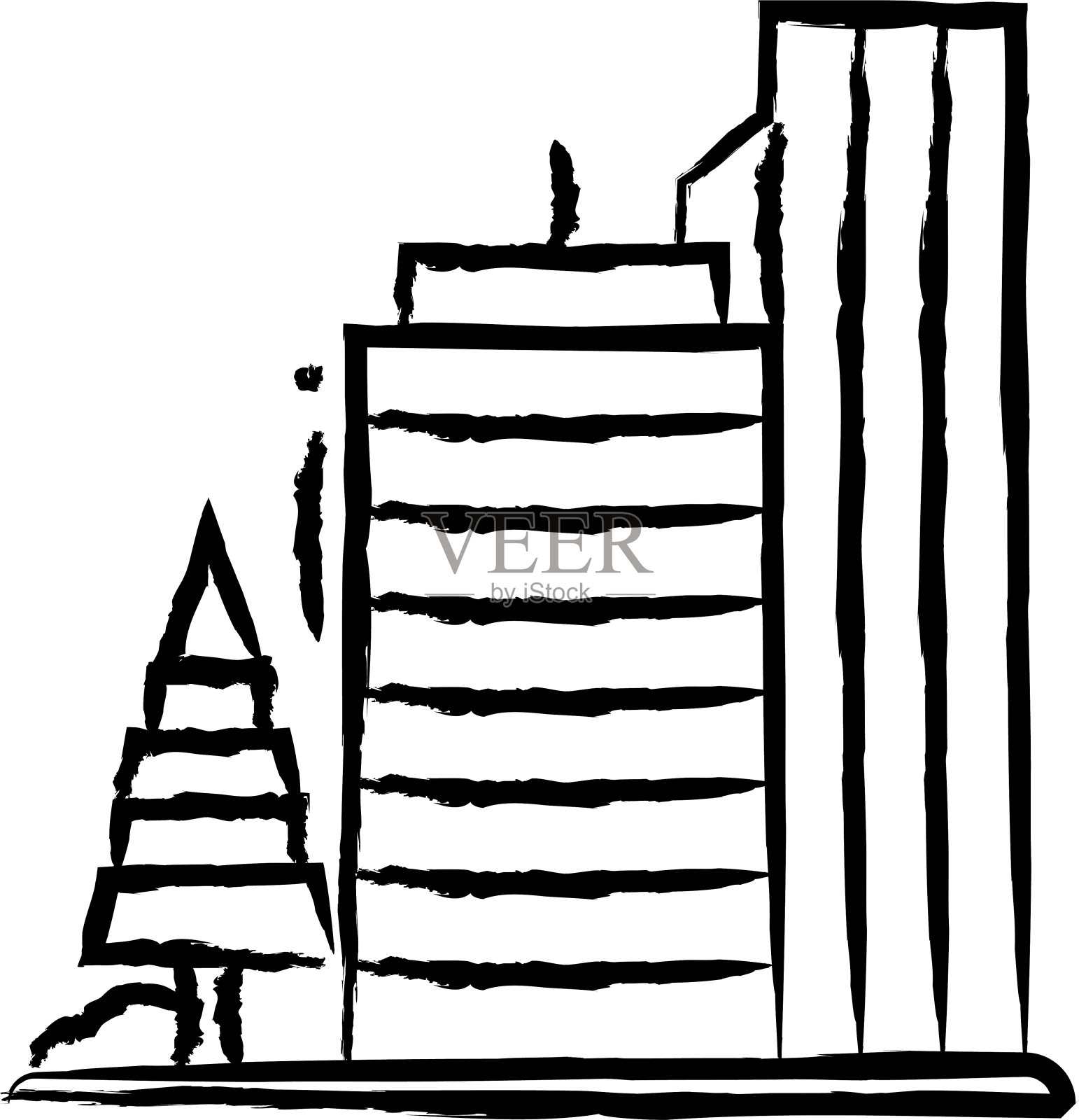 办公楼手绘矢量插图插画图片素材