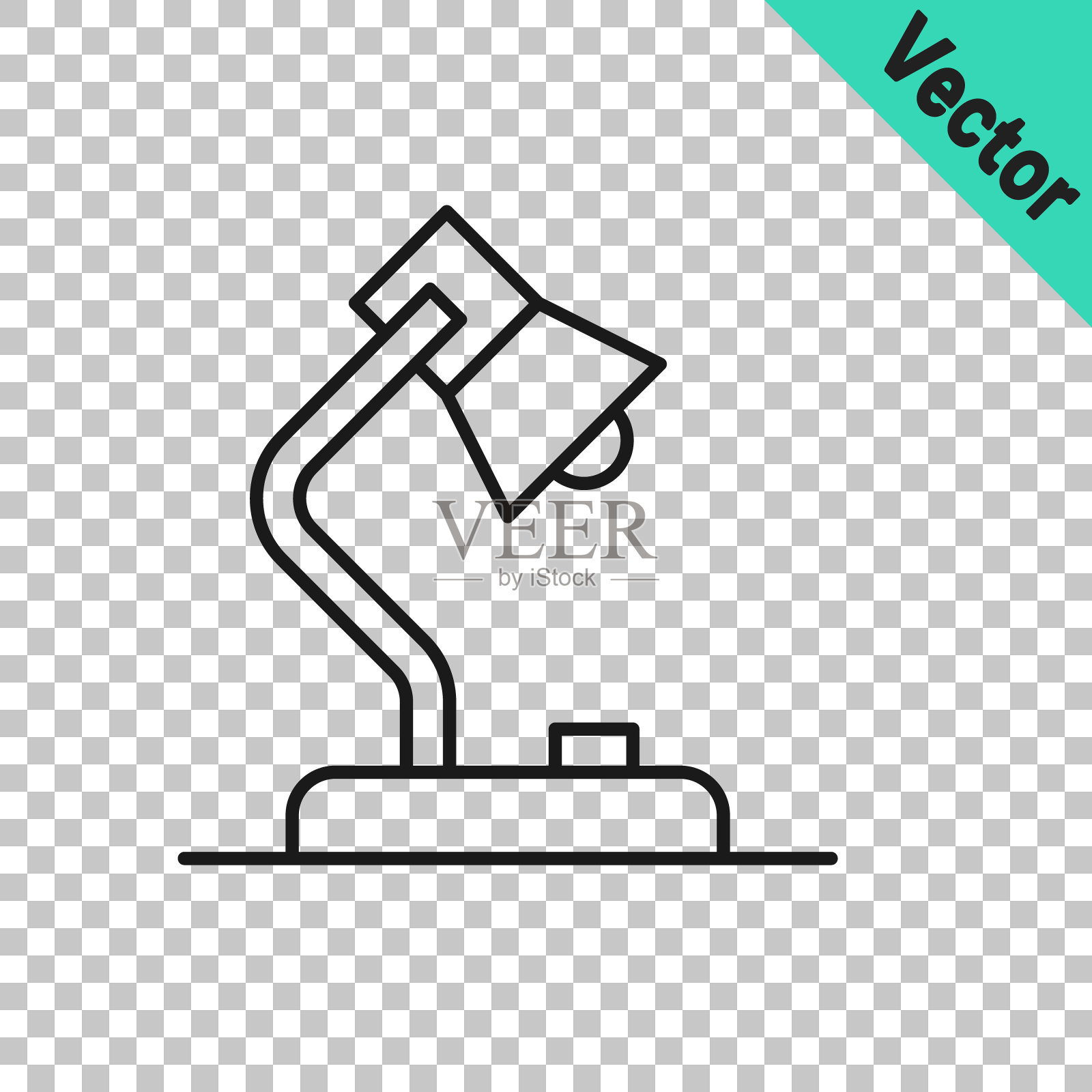 黑线台灯图标隔离在透明的背景。向量插画图片素材