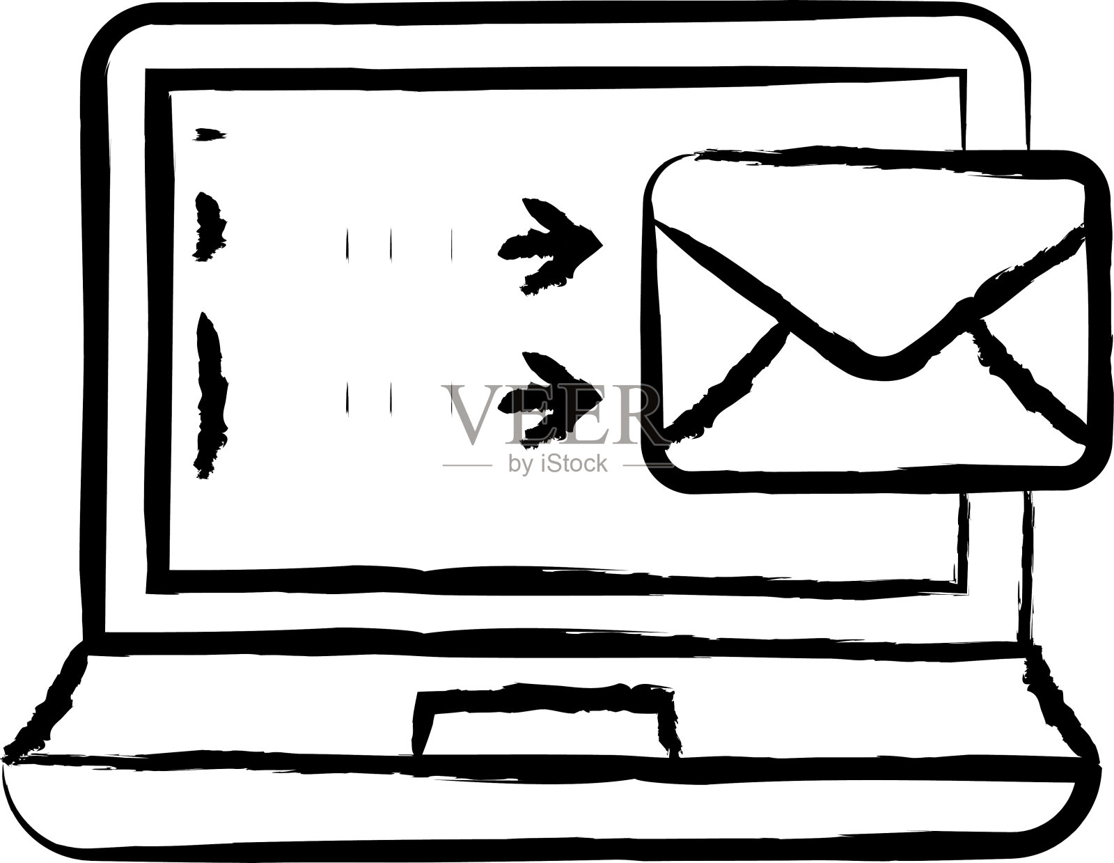 笔记本电脑手绘矢量插图插画图片素材