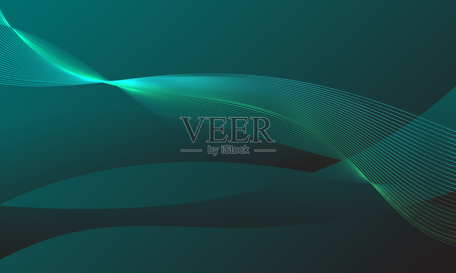 绿线波浪曲线平滑梯度抽象背景插画图片素材