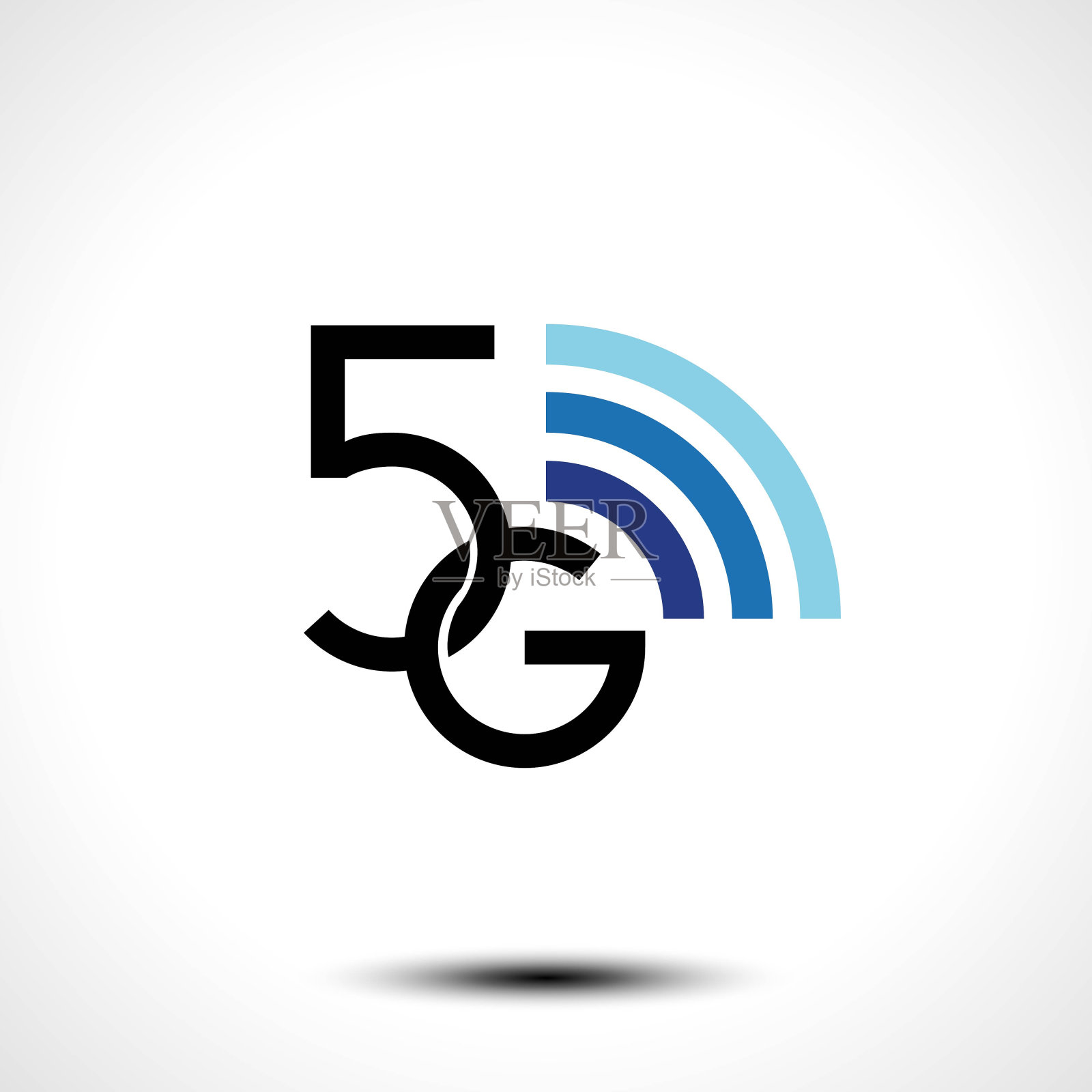 5G图标。第五代无线互联网网络连接信息技术图示。移动设备电信业务网络联网。插画图片素材